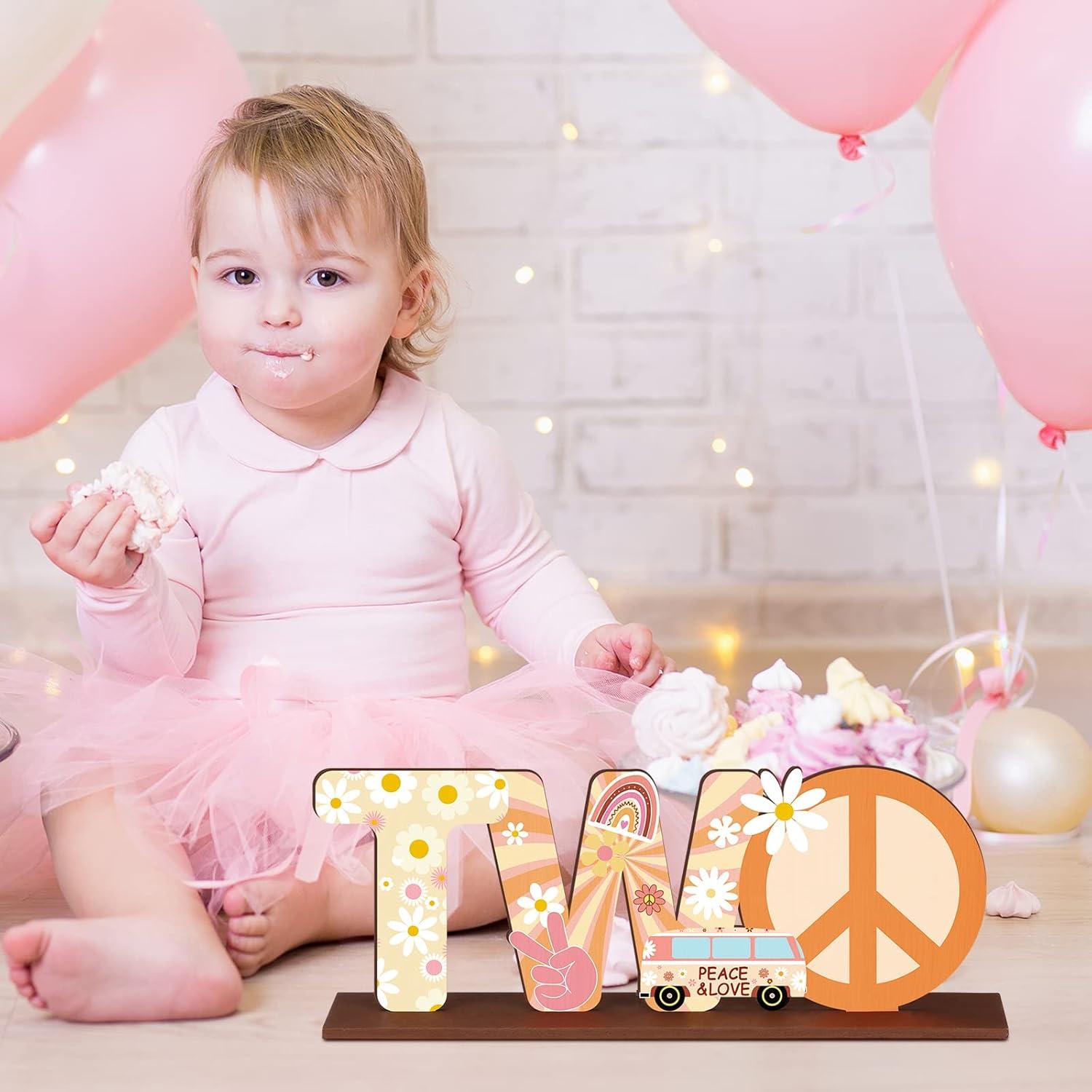 Centro de Mesa de Madera Yulejo 25x10cm Fiesta Hippie 2 Años