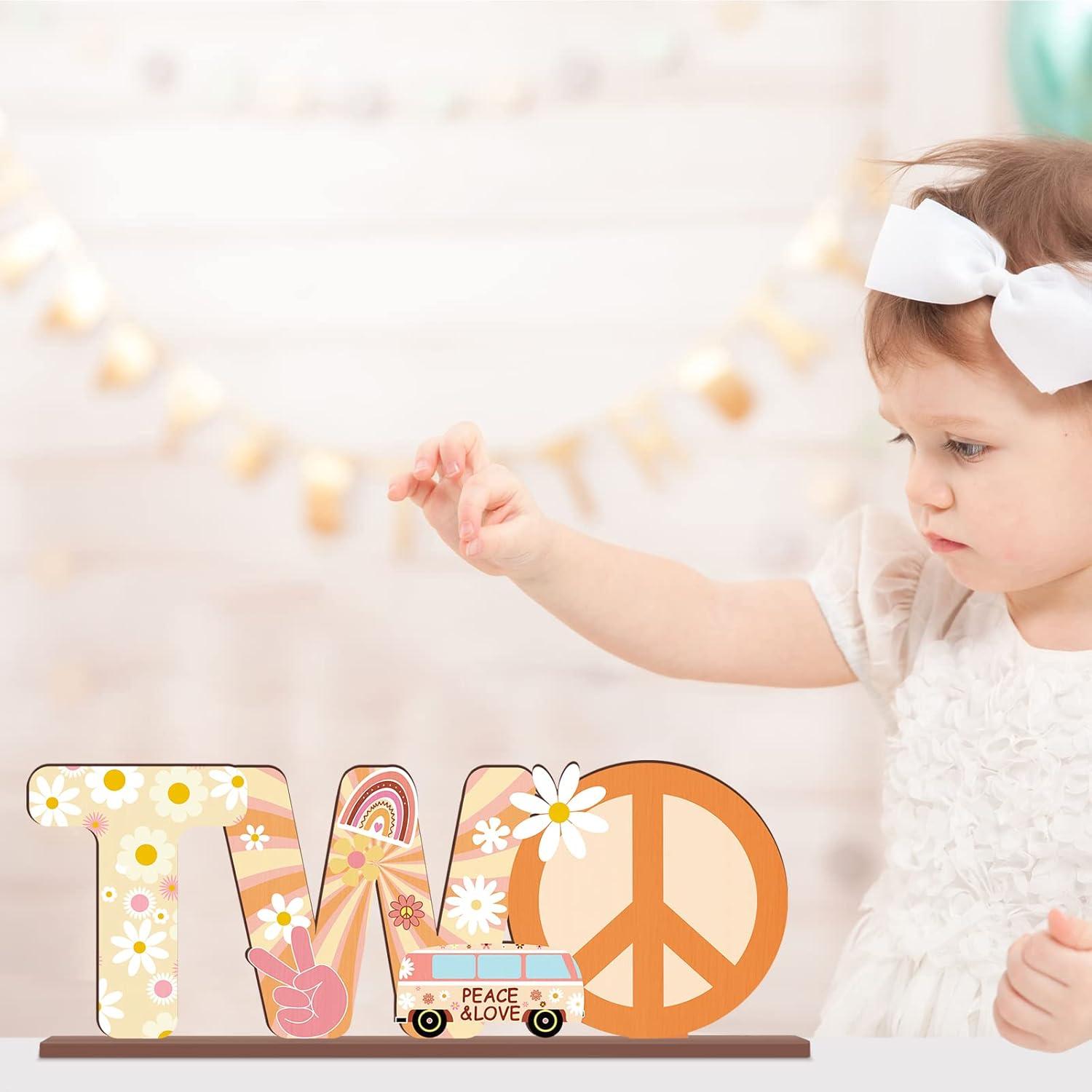 Centro de Mesa de Madera Yulejo 25x10cm Fiesta Hippie 2 Años