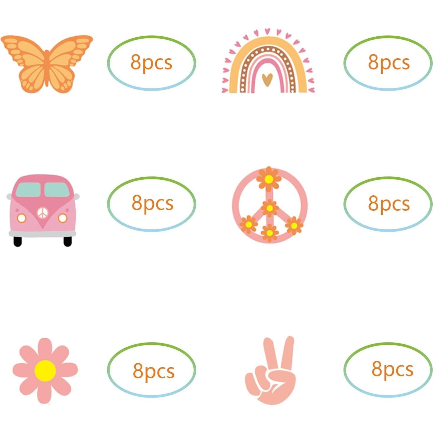 48 Adornos para Cupcakes Fiesta Hippie Hzleyw - Boho Arcoíris