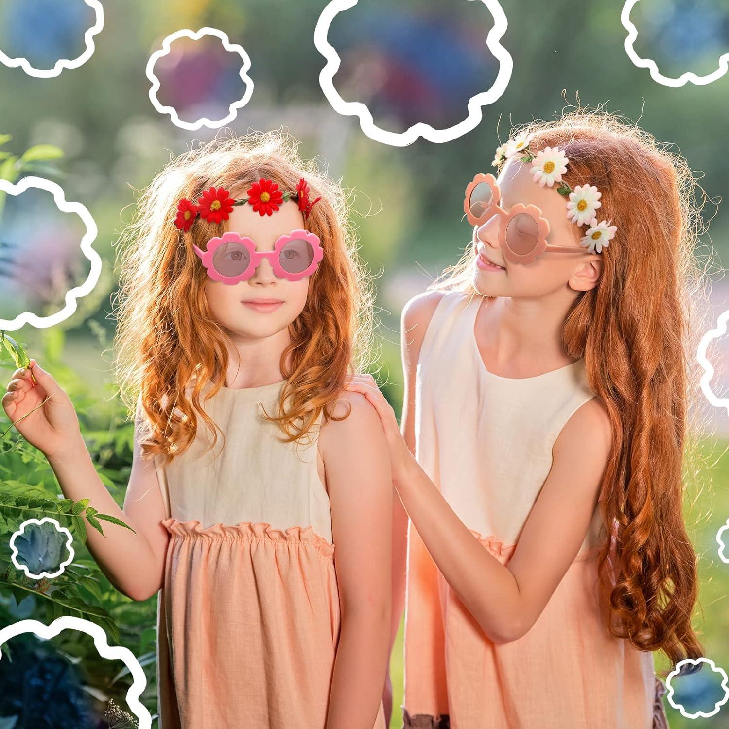 Set 48 Piezas Gafas de Sol y Diademas Flores Hippie