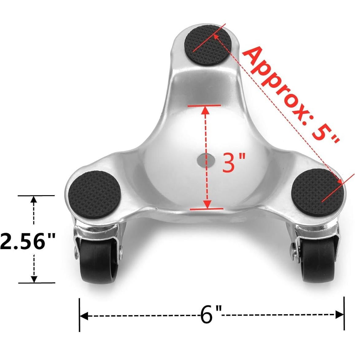 Yopay 4 Carros Tri-Dolly de Acero 90 kg 3 Ruedas 15 cm