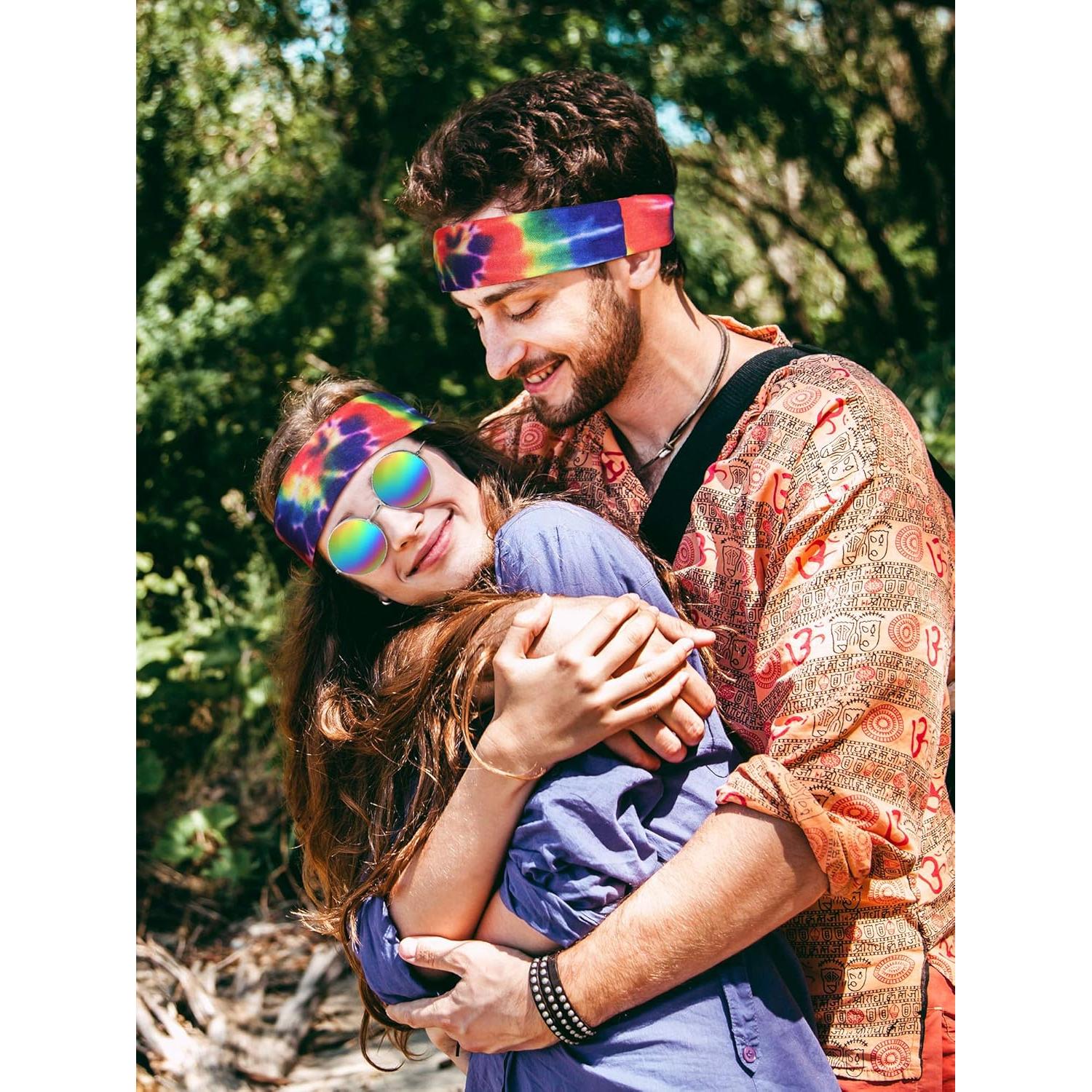 Conjunto Disfraz Hippie Frienda 6 Piezas Gafas Collar Diadema