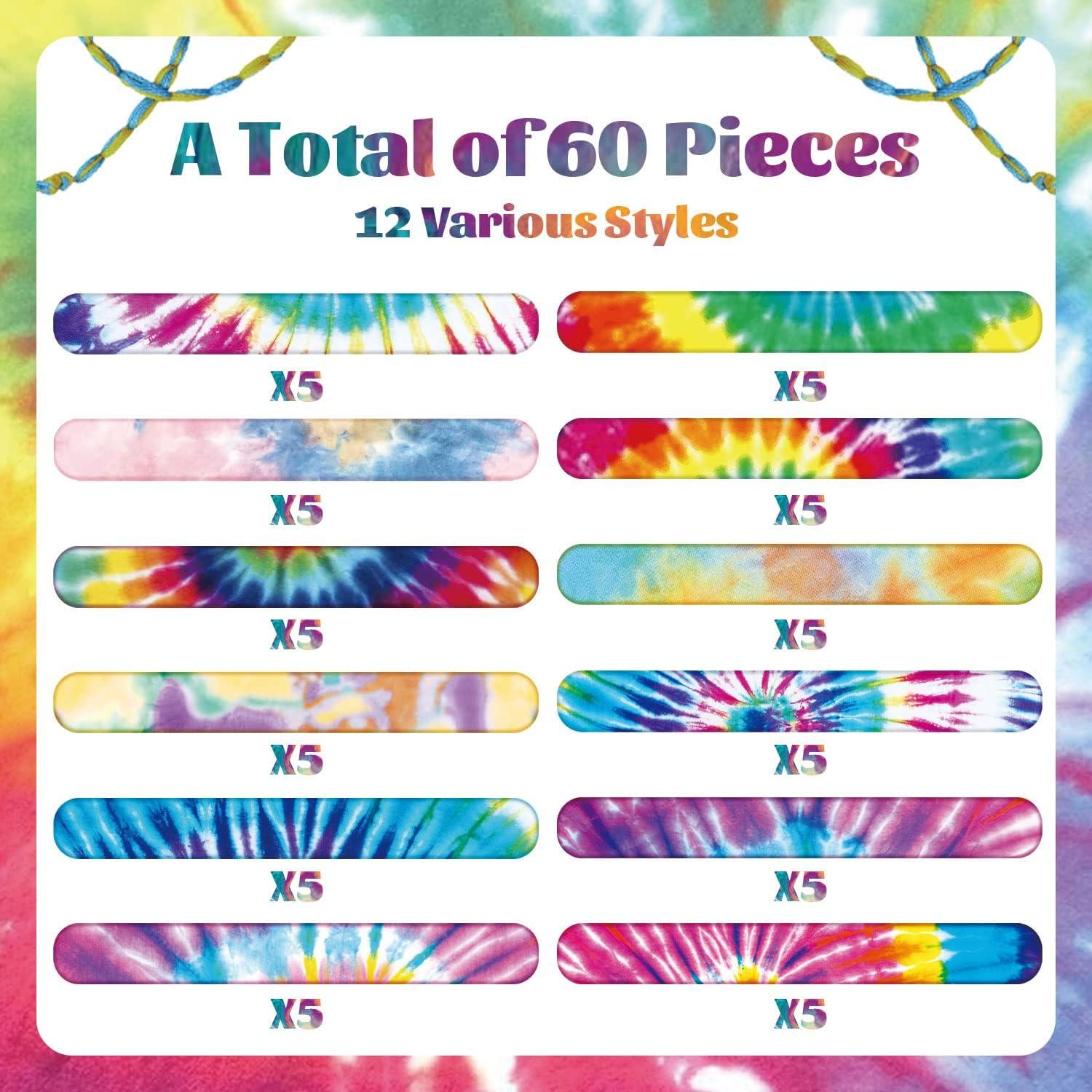 60 Pulseras de Golpe Tie Dye Lcnjscgo para Fiestas y Cumpleaños