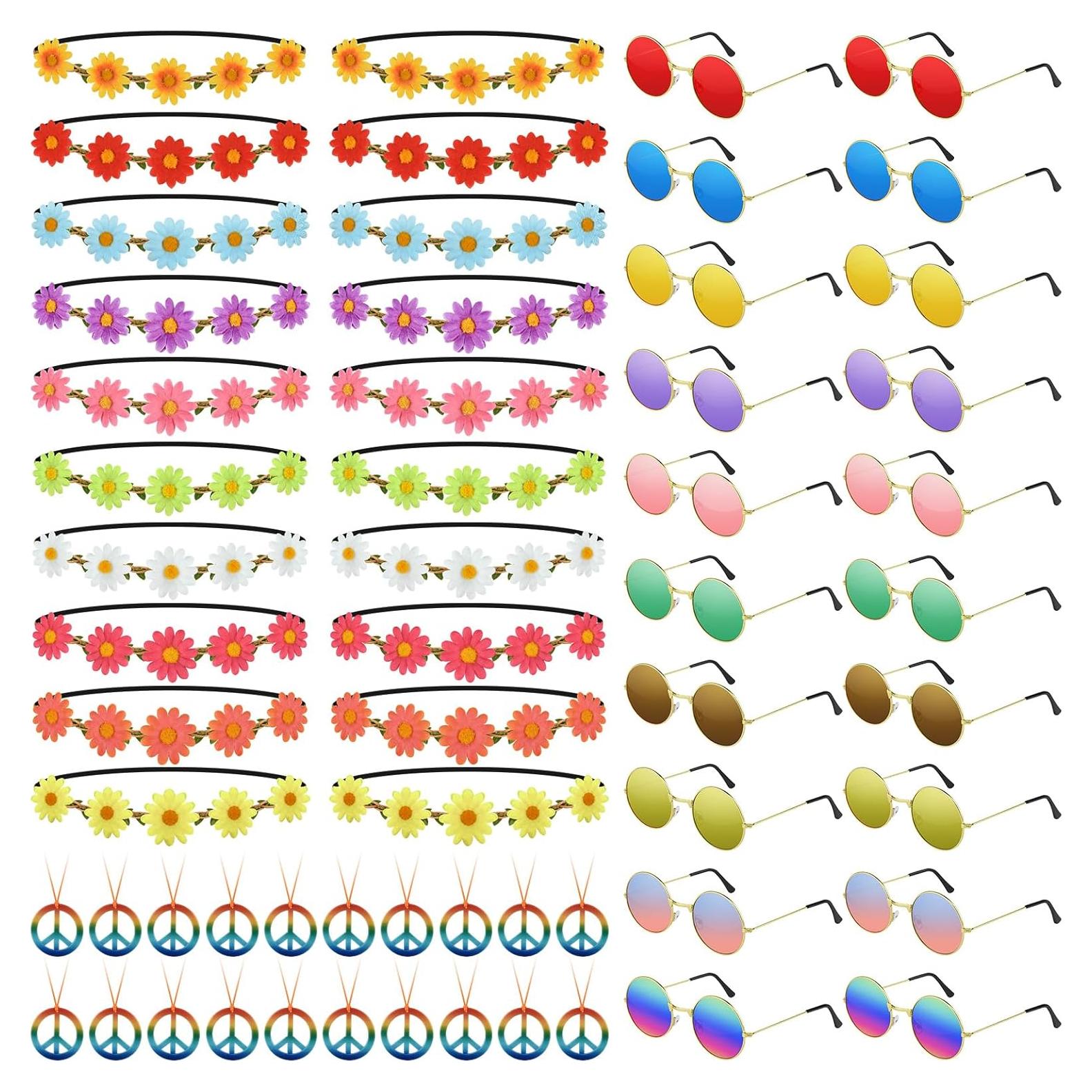 Conjunto de Accesorios Hippie NEBURORA 60s 70s - 60 Piezas