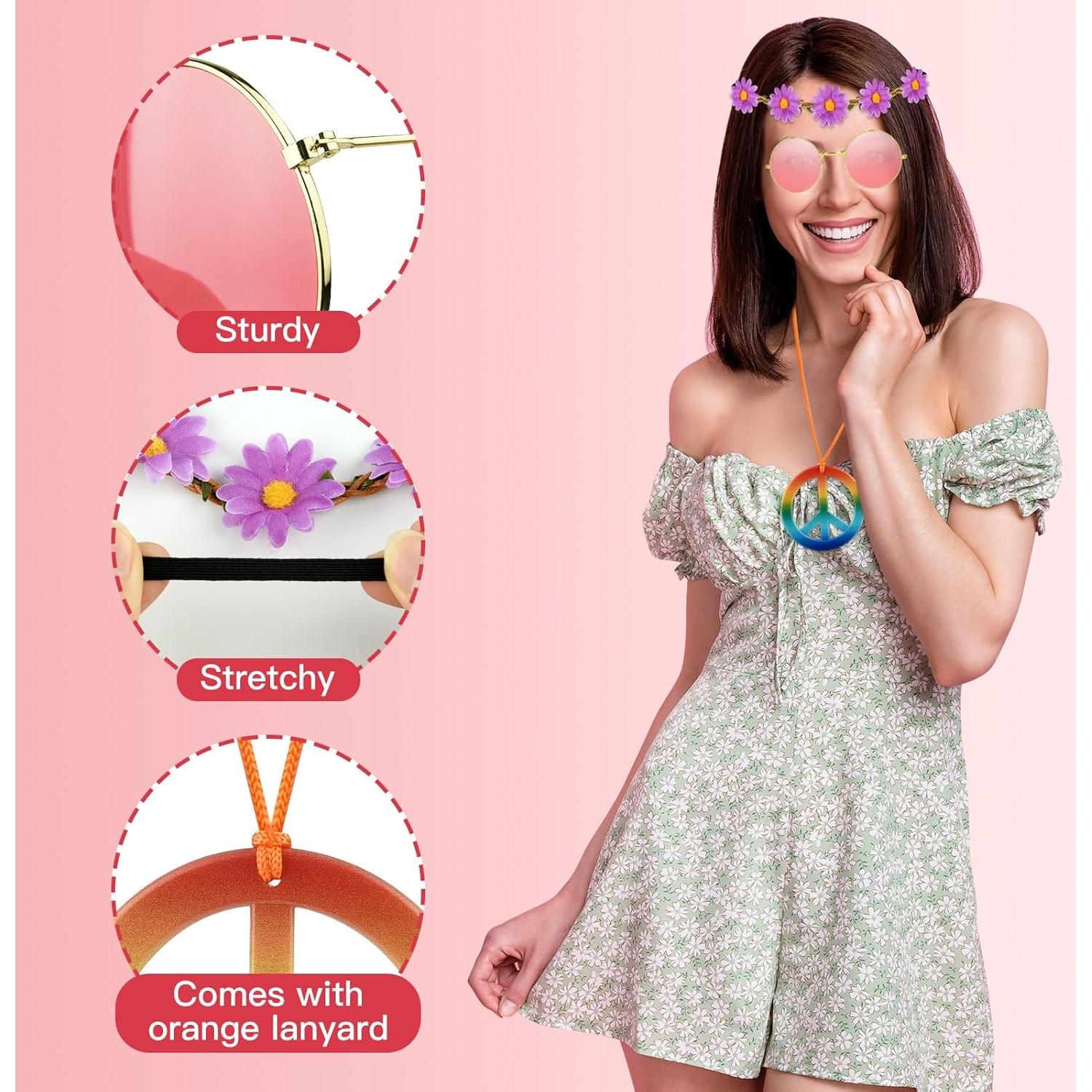 Conjunto de Accesorios Hippie NEBURORA 60s 70s - 60 Piezas