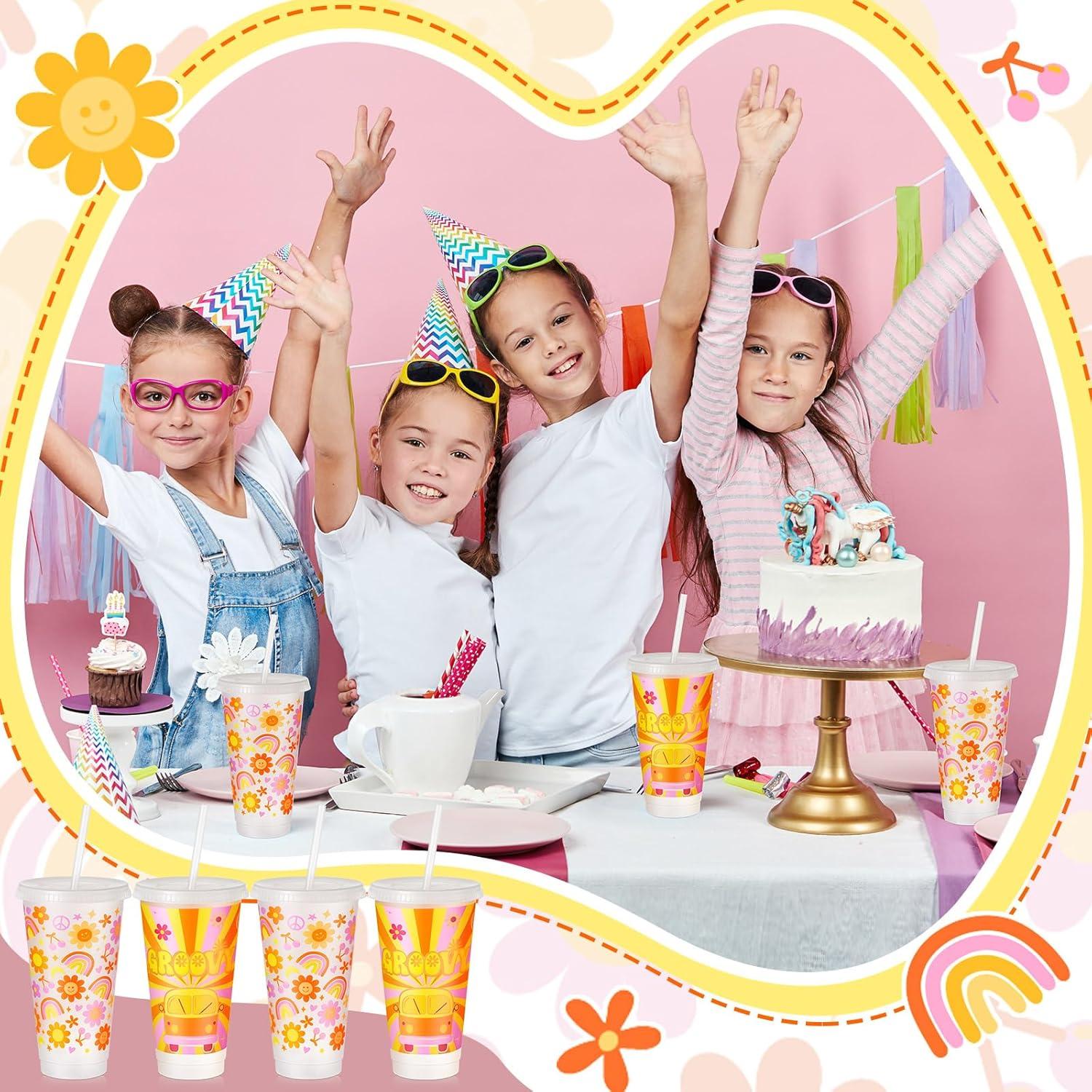 Uiifan 12 Vasos de Plástico Reutilizables 710ml Groovy