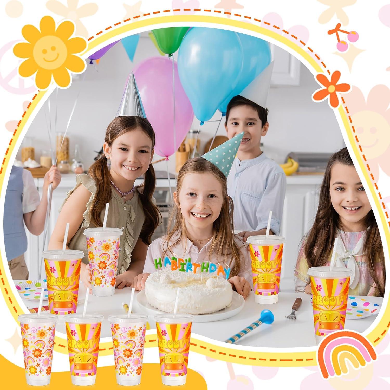 Uiifan 12 Vasos de Plástico Reutilizables 710ml Groovy