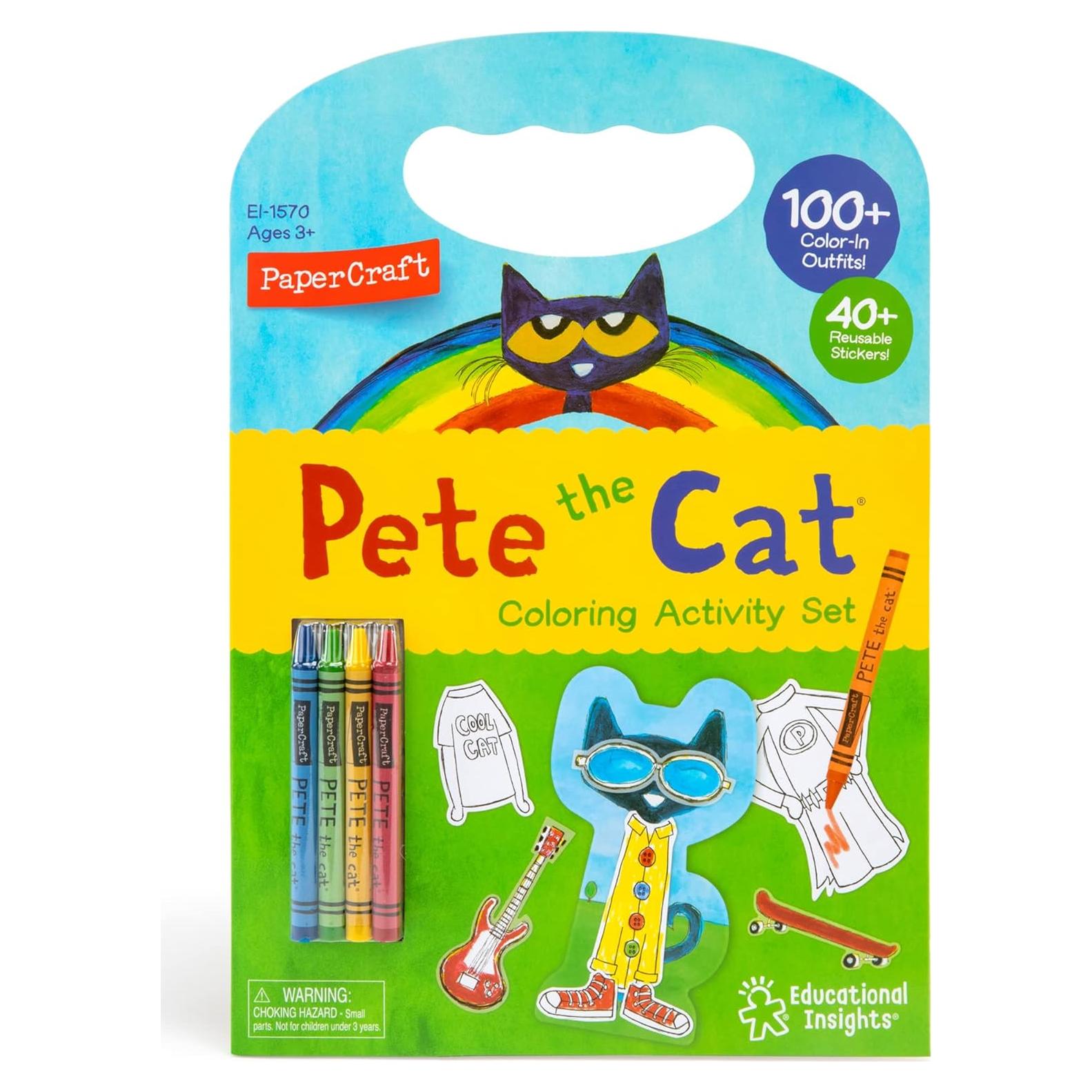 Conjunto de muñeca de papel para colorear Pete el Gato - Educational Insights, 144 piezas