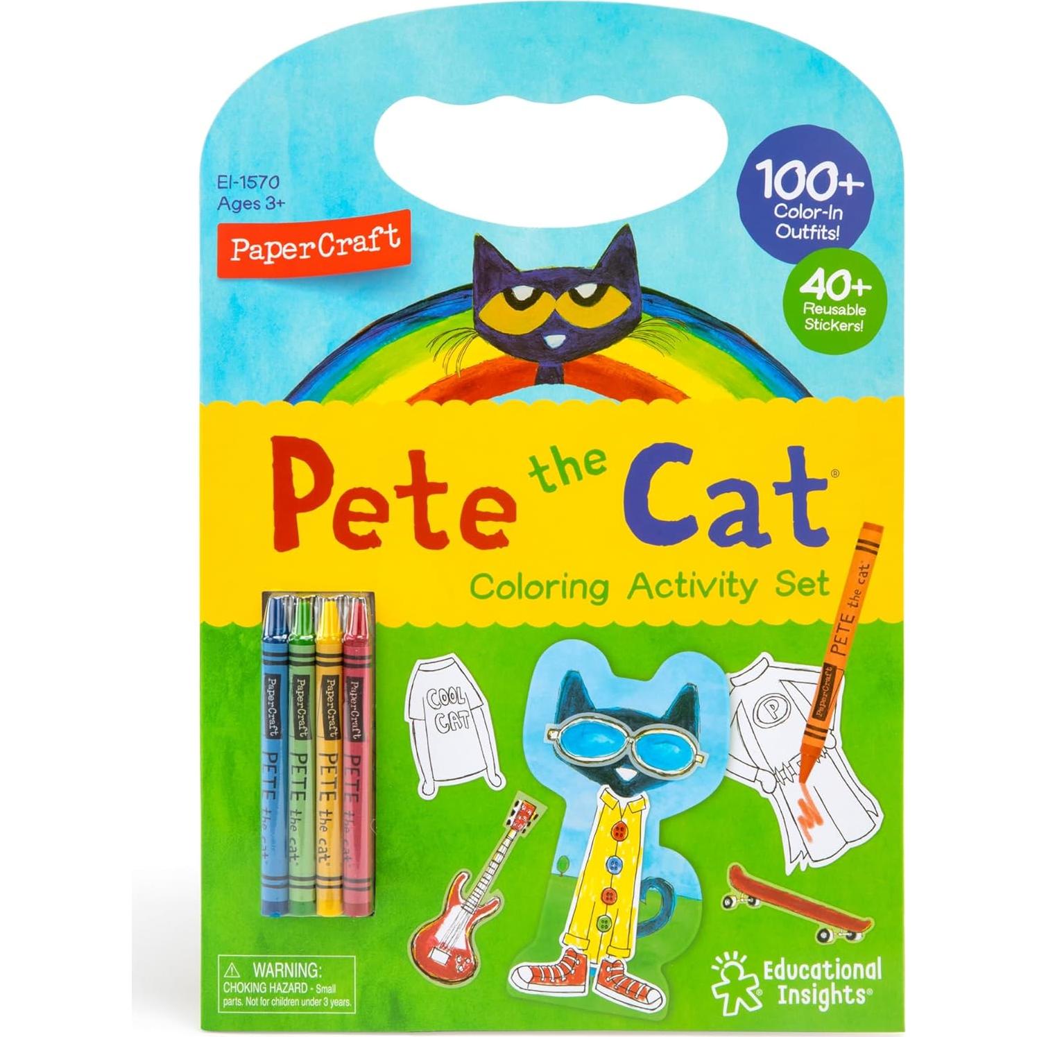 Conjunto de muñeca de papel para colorear Pete el Gato - Educational Insights, 144 piezas