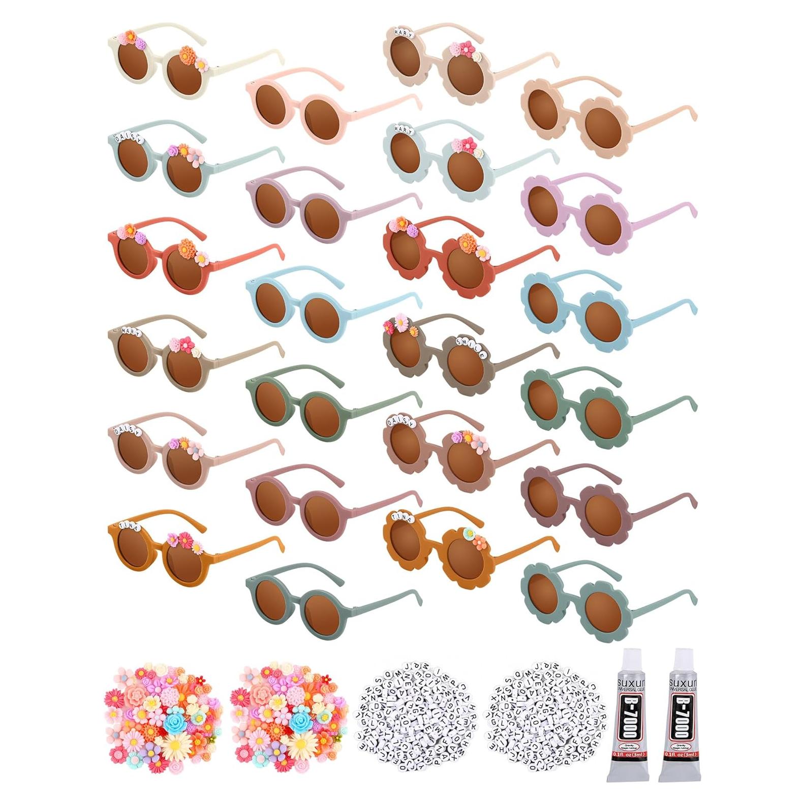 Kanayu Kit de Gafas de Sol DIY para Niños 24 Piezas Colores Vivos