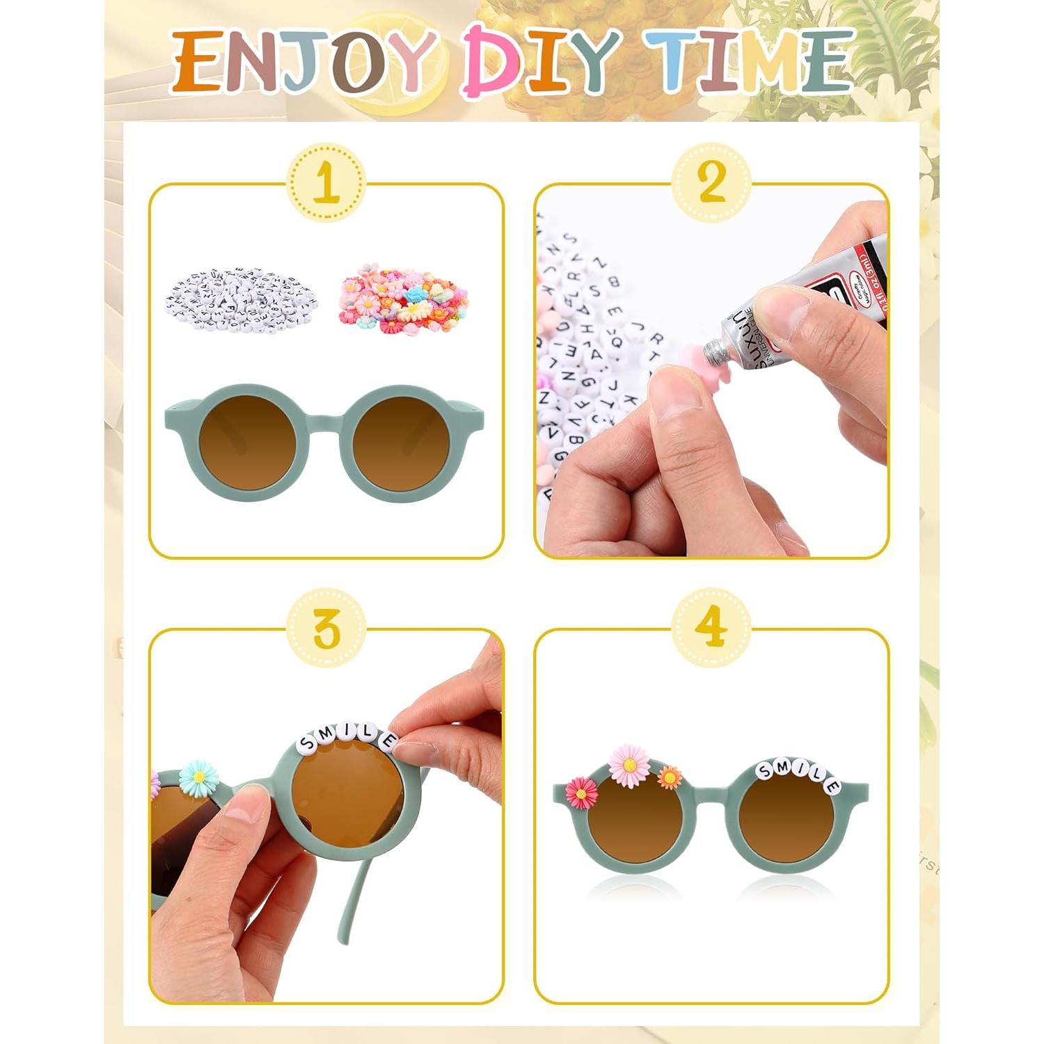 Kanayu Kit de Gafas de Sol DIY para Niños 24 Piezas Colores Vivos