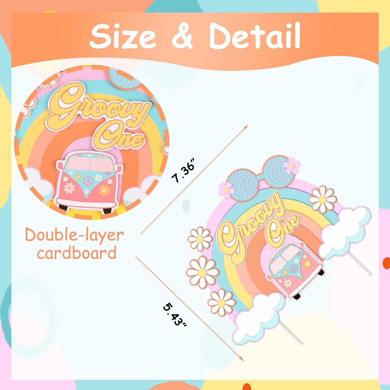 Topper de Pastel Groovy One Rosa 15x17cm - Decoración Cumpleaños