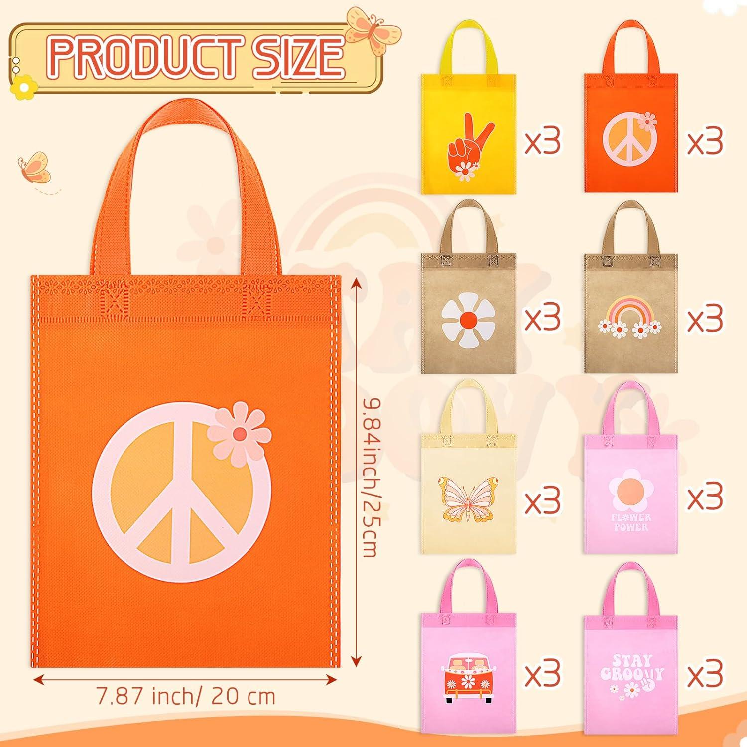 24 Bolsas de Regalo Hippie Retro Lincia 25x20 cm para Fiesta