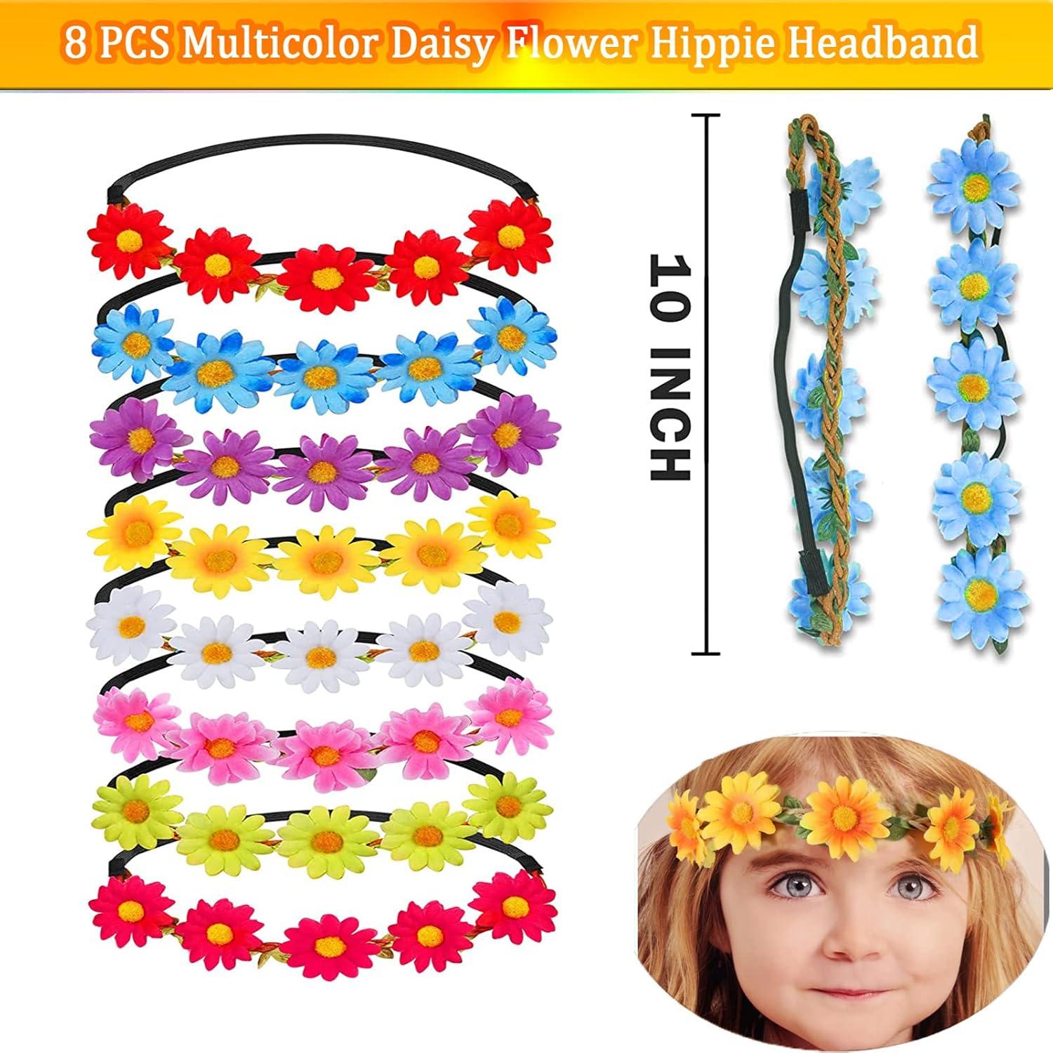 Diademas de Flores Multicolor para Mujeres y Niñas - 16 Piezas