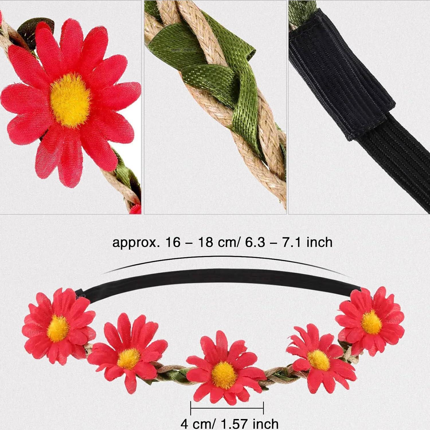 Diademas de Flores Multicolor para Mujeres y Niñas - 16 Piezas