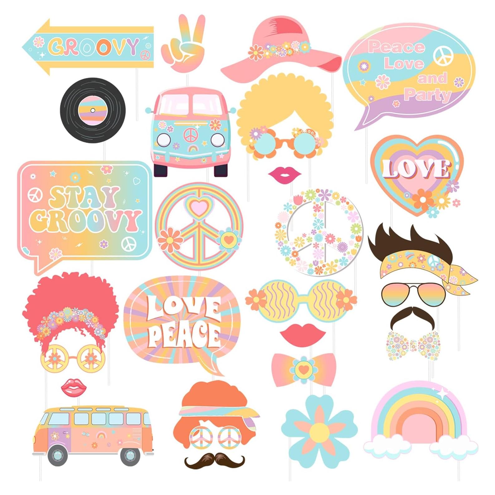 Decoraciones de Fiesta Groovy Cheereveal - 30 Accesorios para Photobooth