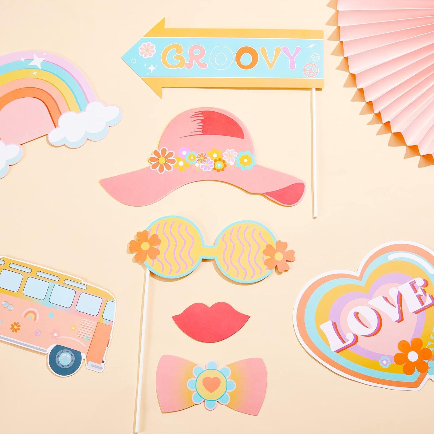 Decoraciones de Fiesta Groovy Cheereveal - 30 Accesorios para Photobooth