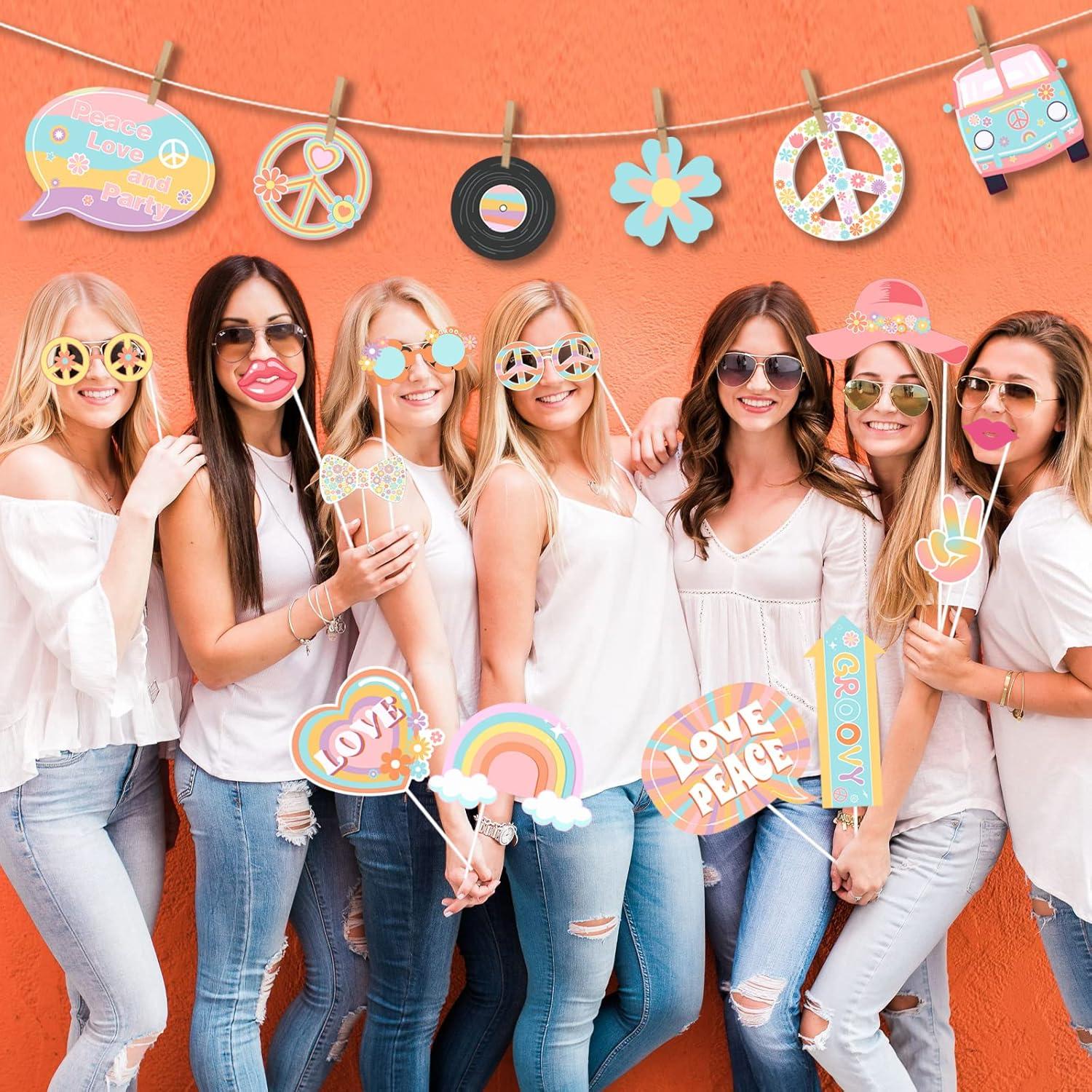 Decoraciones de Fiesta Groovy Cheereveal - 30 Accesorios para Photobooth