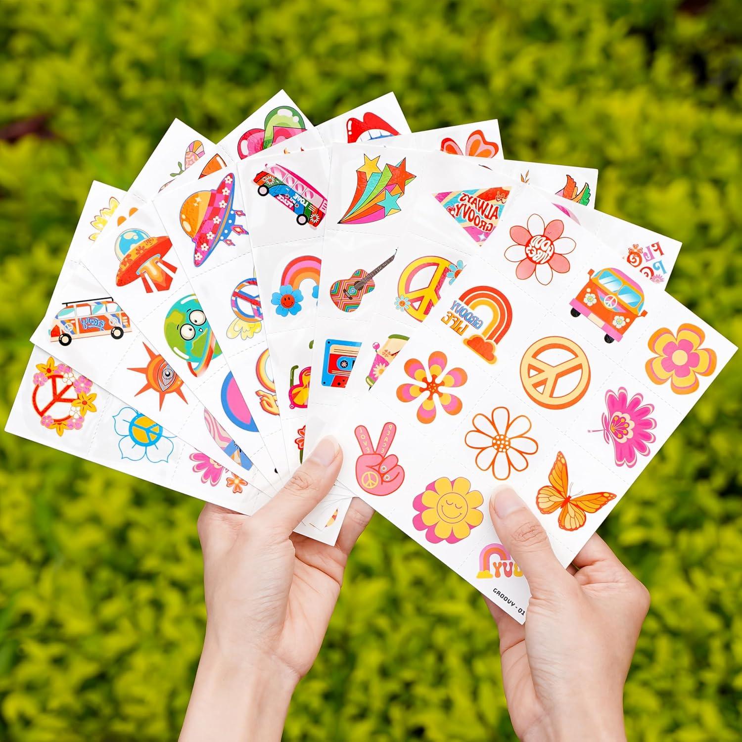 Tatuajes Temporales 96 PCS 91TATTOOS Retro 60s 70s Niños