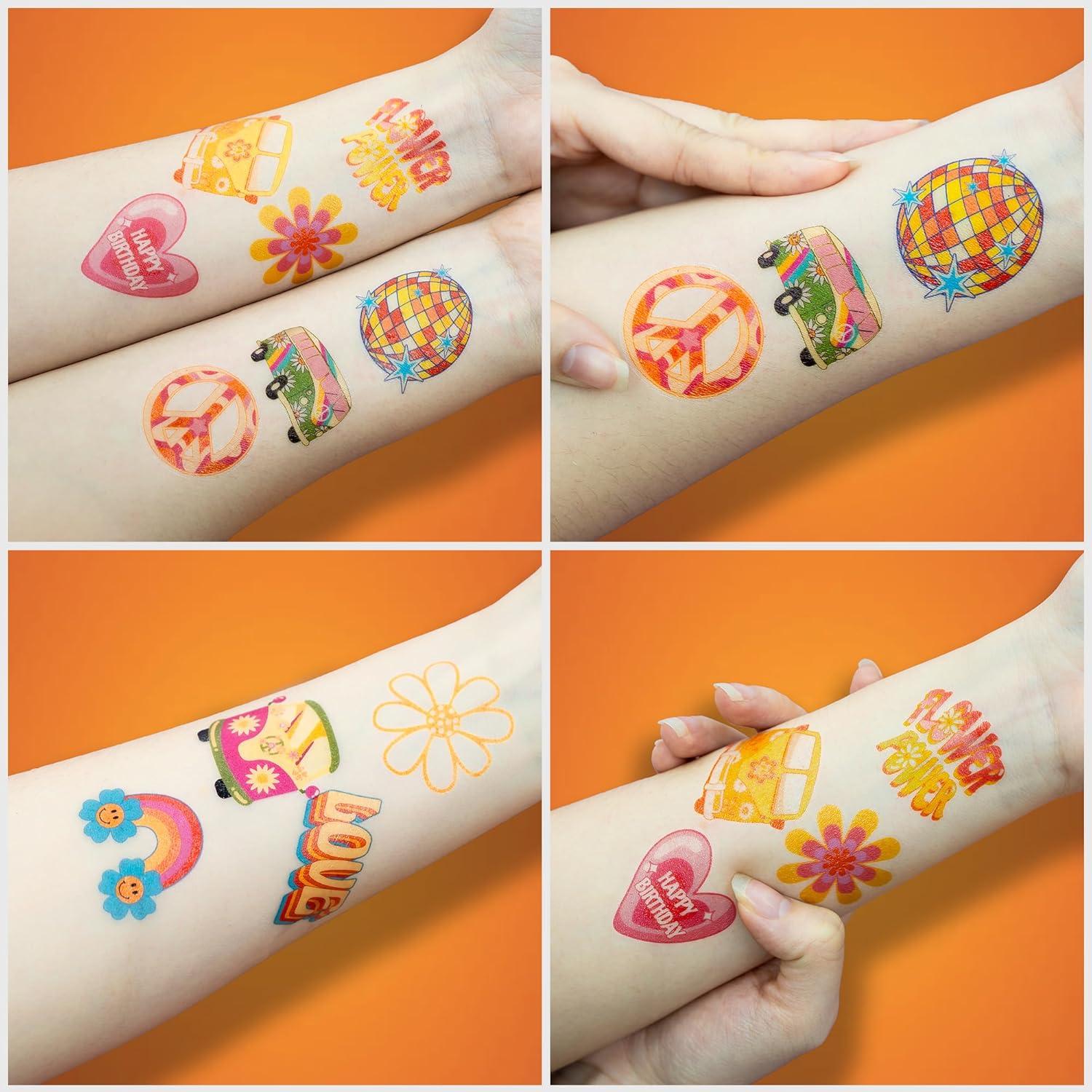 Tatuajes Temporales 96 PCS 91TATTOOS Retro 60s 70s Niños