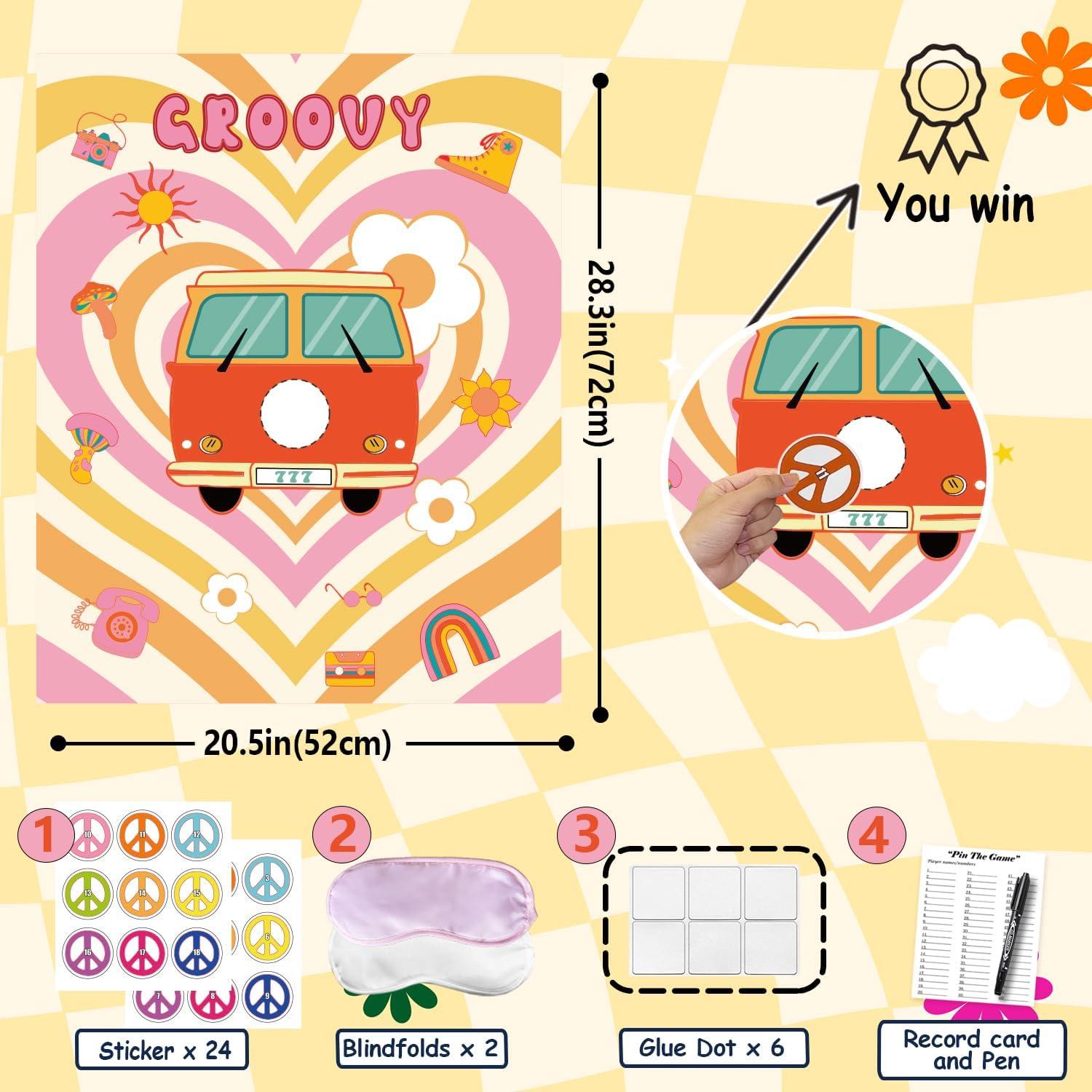 Juego de Fiesta Hippie Groovy TYHJOY - Pin the Peace Sign