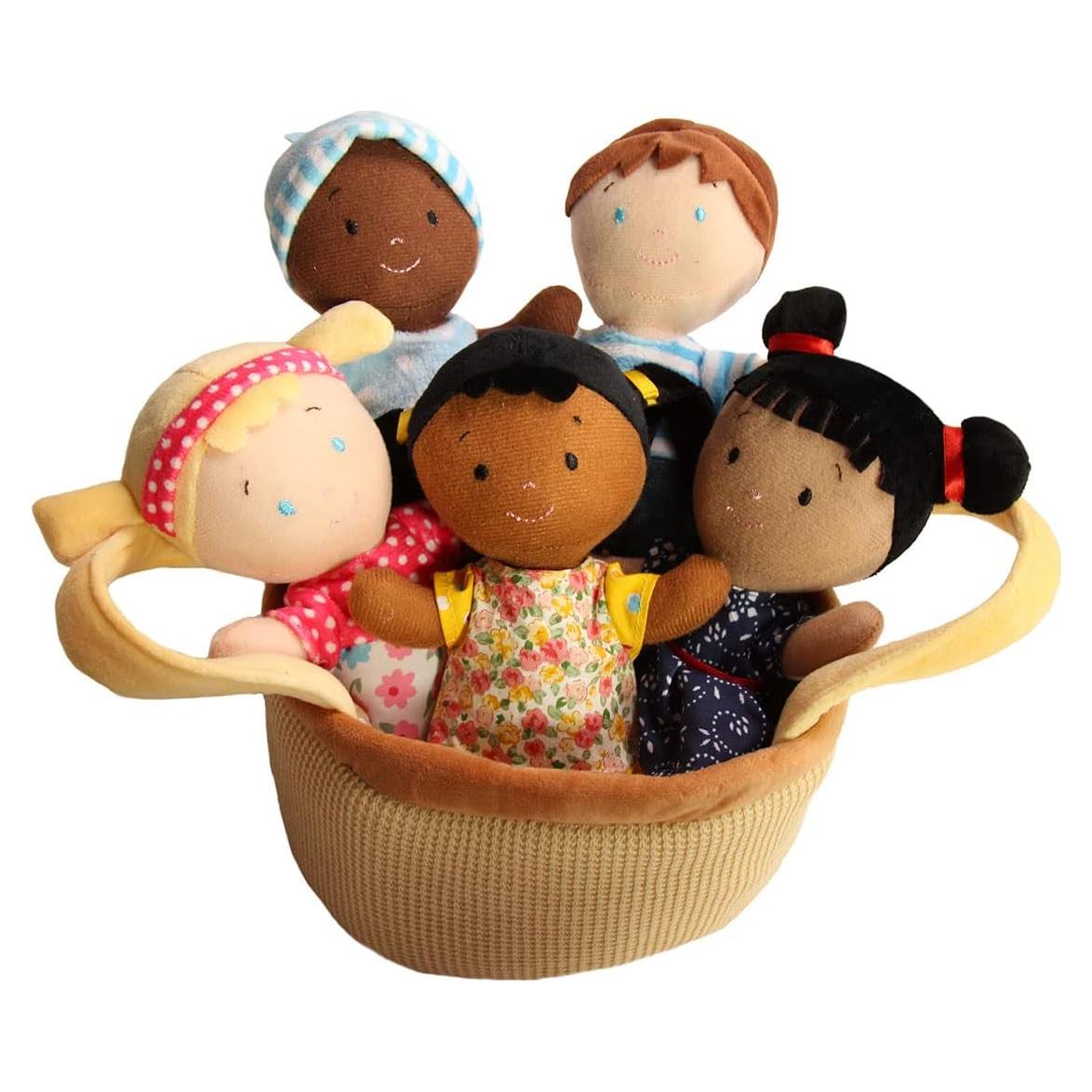 Cesta de Amigos Muñecas de Peluche Diversidad 5 Piezas