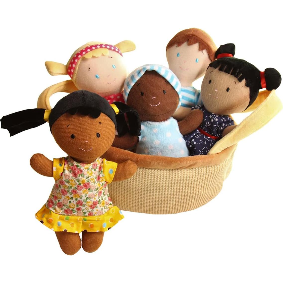 Cesta de Amigos Muñecas de Peluche Diversidad 5 Piezas