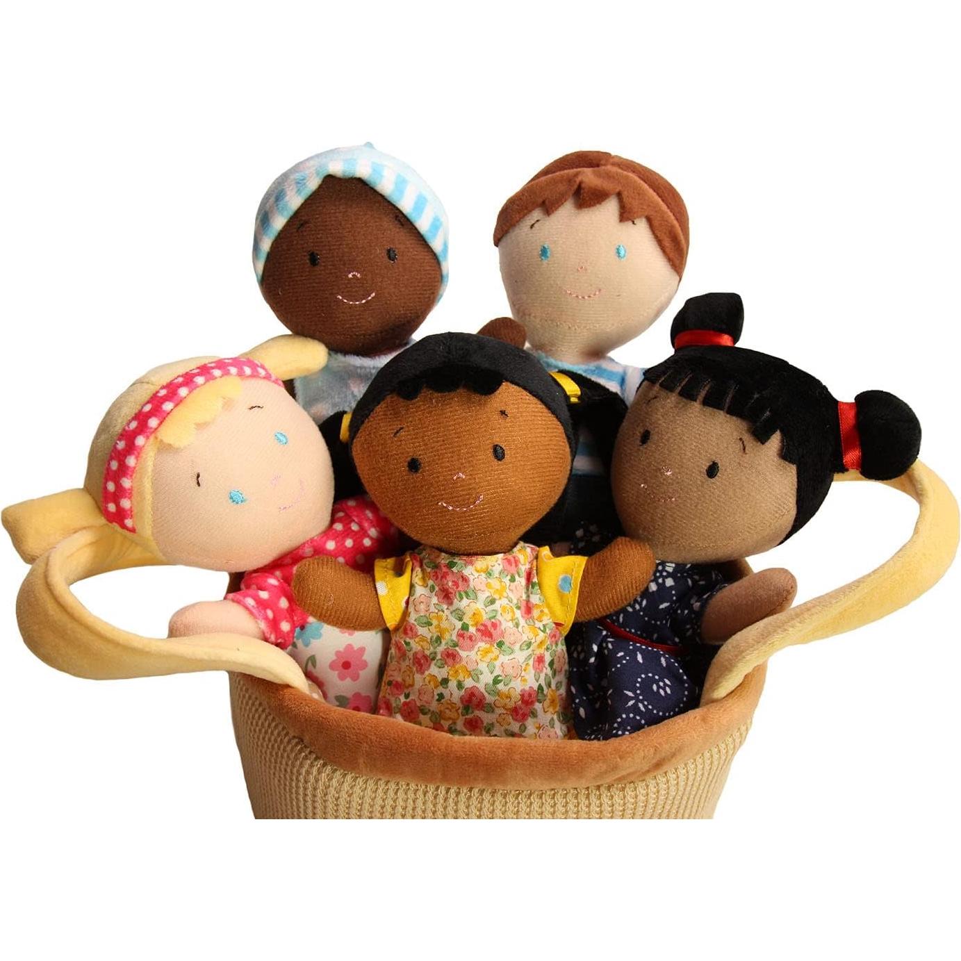 Cesta de Amigos Muñecas de Peluche Diversidad 5 Piezas