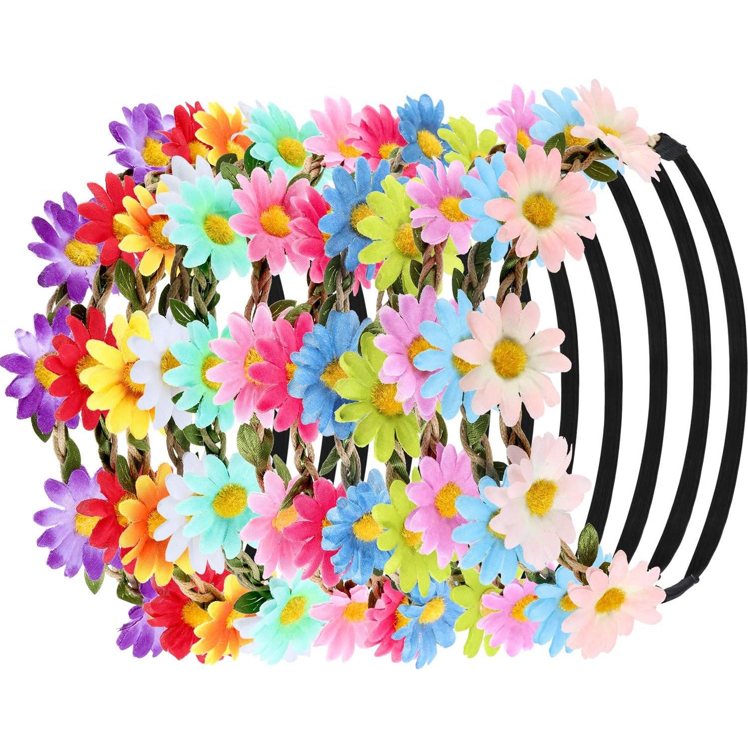 Conjunto Disfraz Hippie 24 Piezas Bememo con Diademas y Gafas