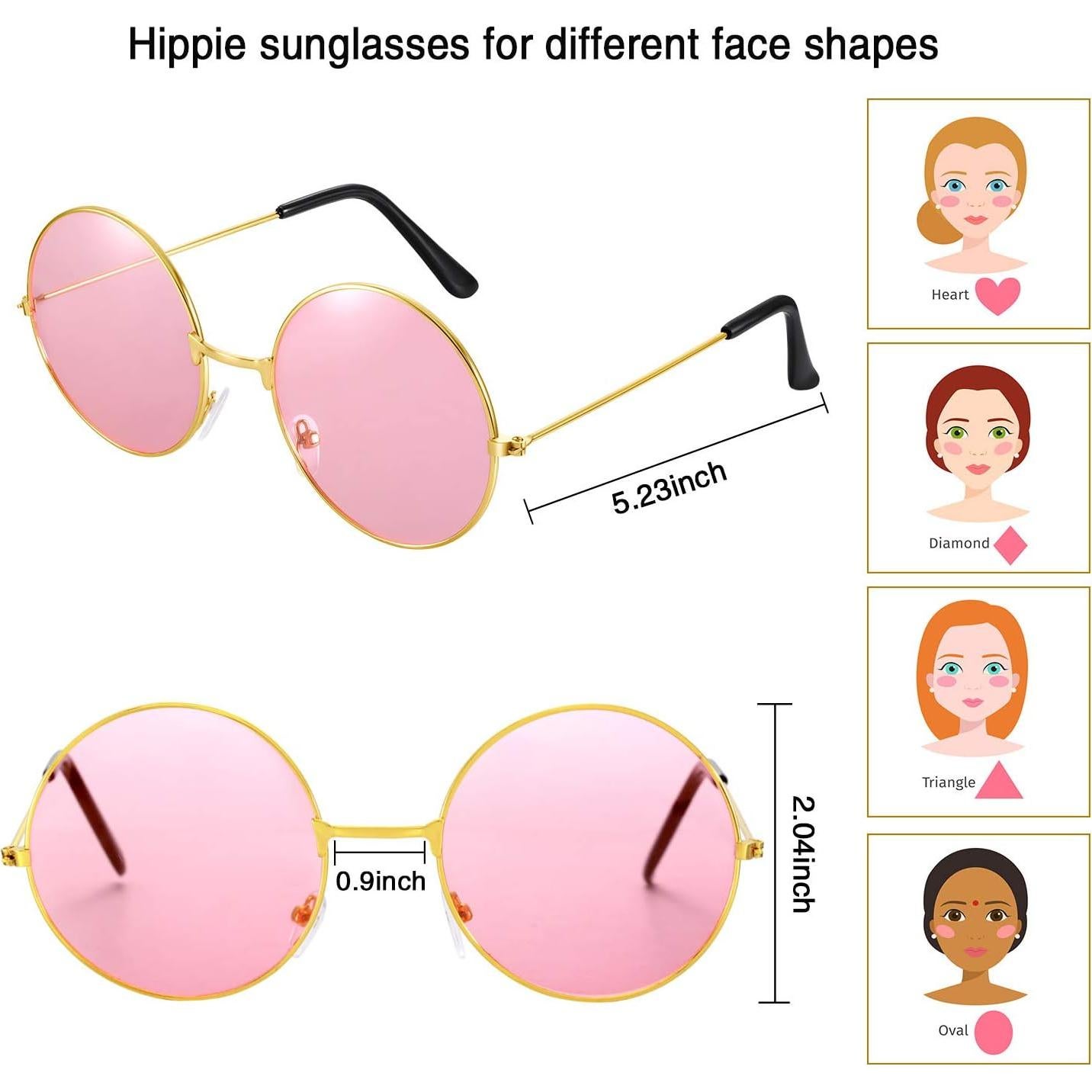 Conjunto Disfraz Hippie 24 Piezas Bememo con Diademas y Gafas