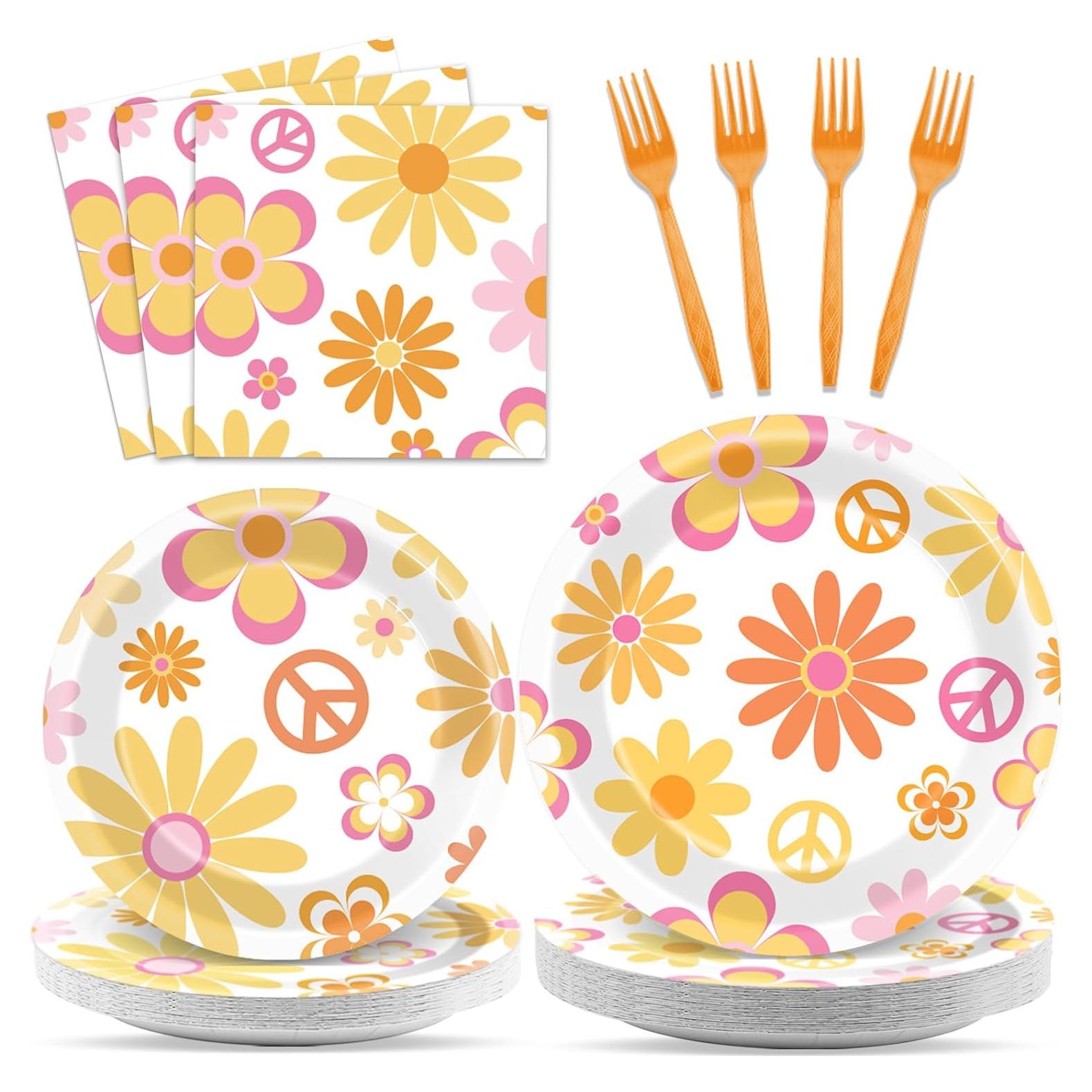 Vajilla desechable ZOIIWA 200 pcs Groovy para 50 invitados