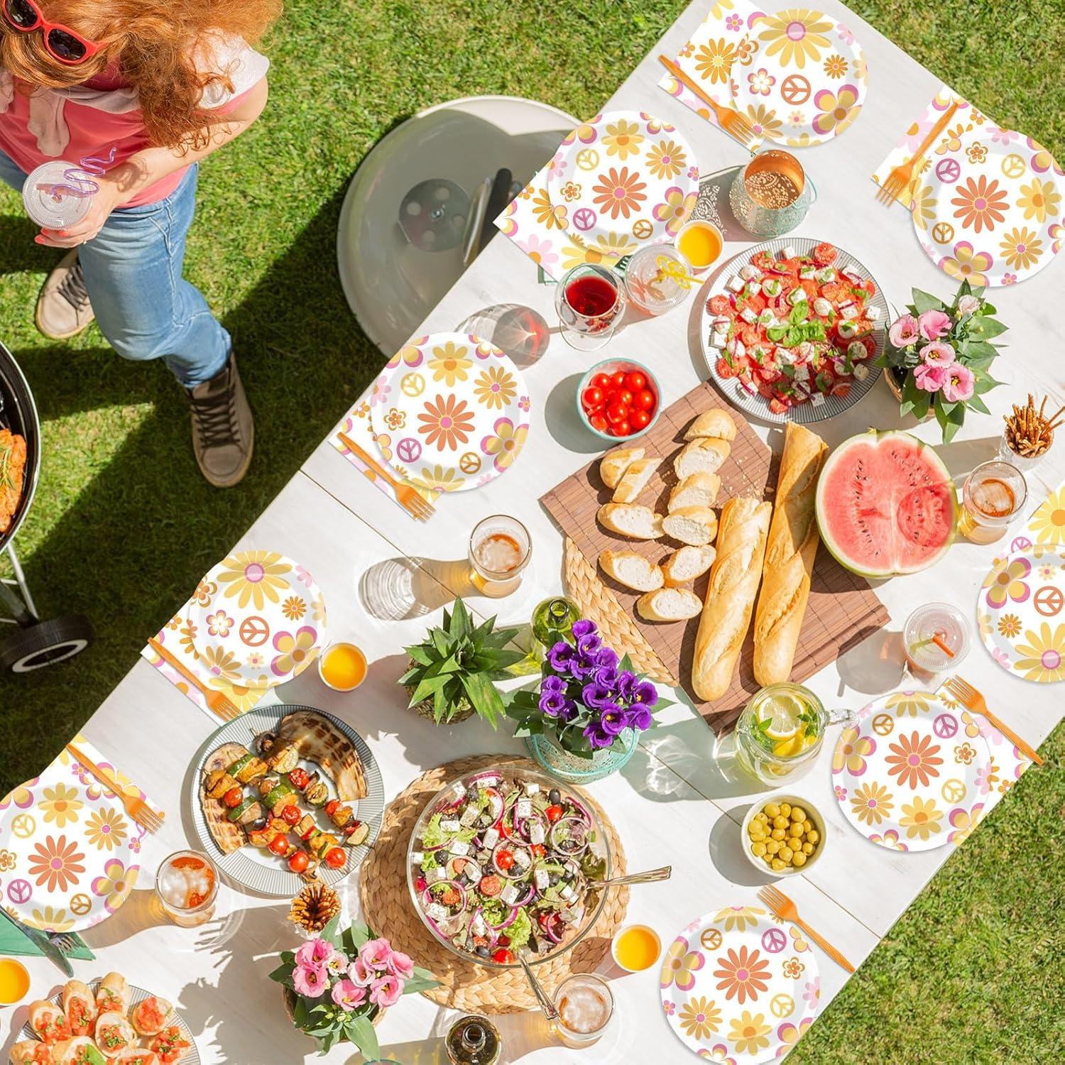 Vajilla desechable ZOIIWA 200 pcs Groovy para 50 invitados