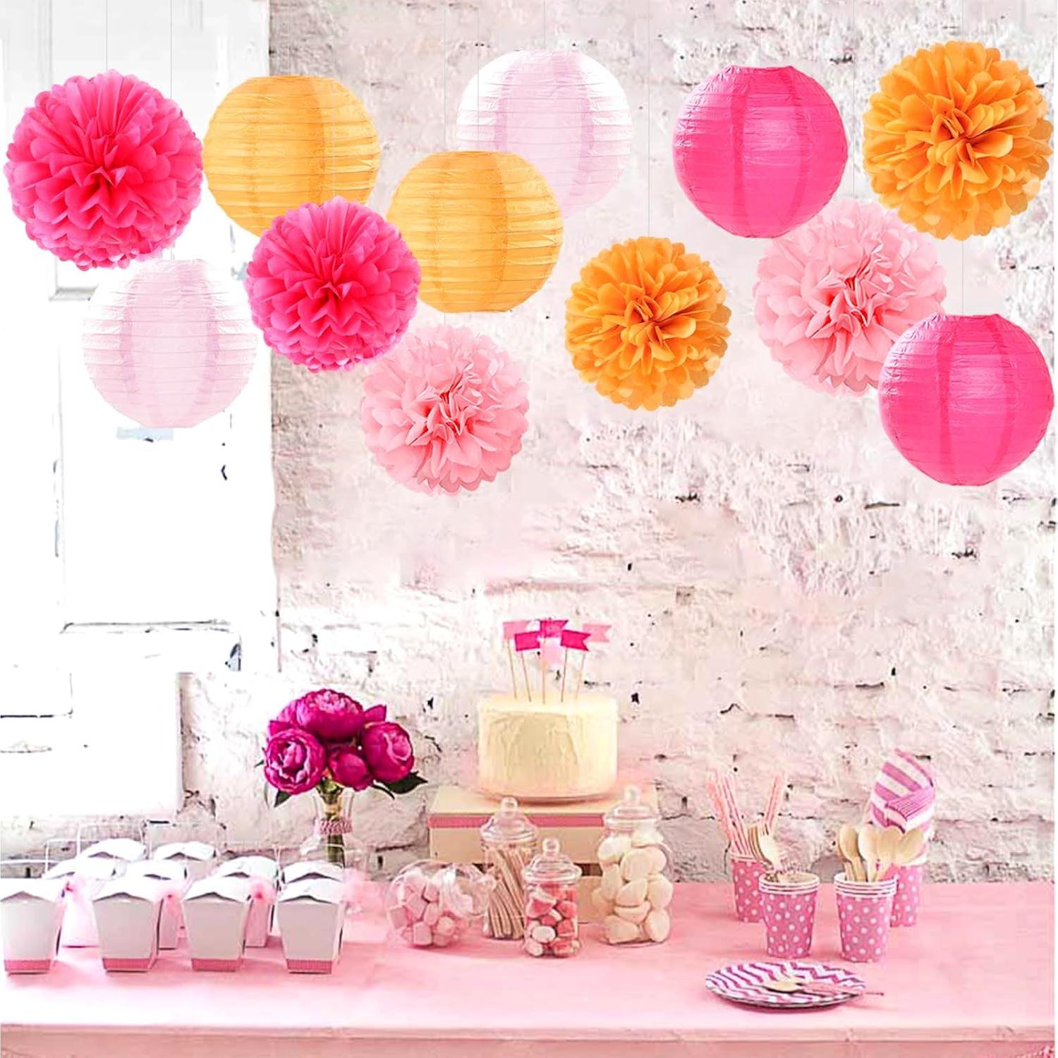 Kit de Decoración de Cumpleaños Otoño Rosa Fucsia 21 Piezas