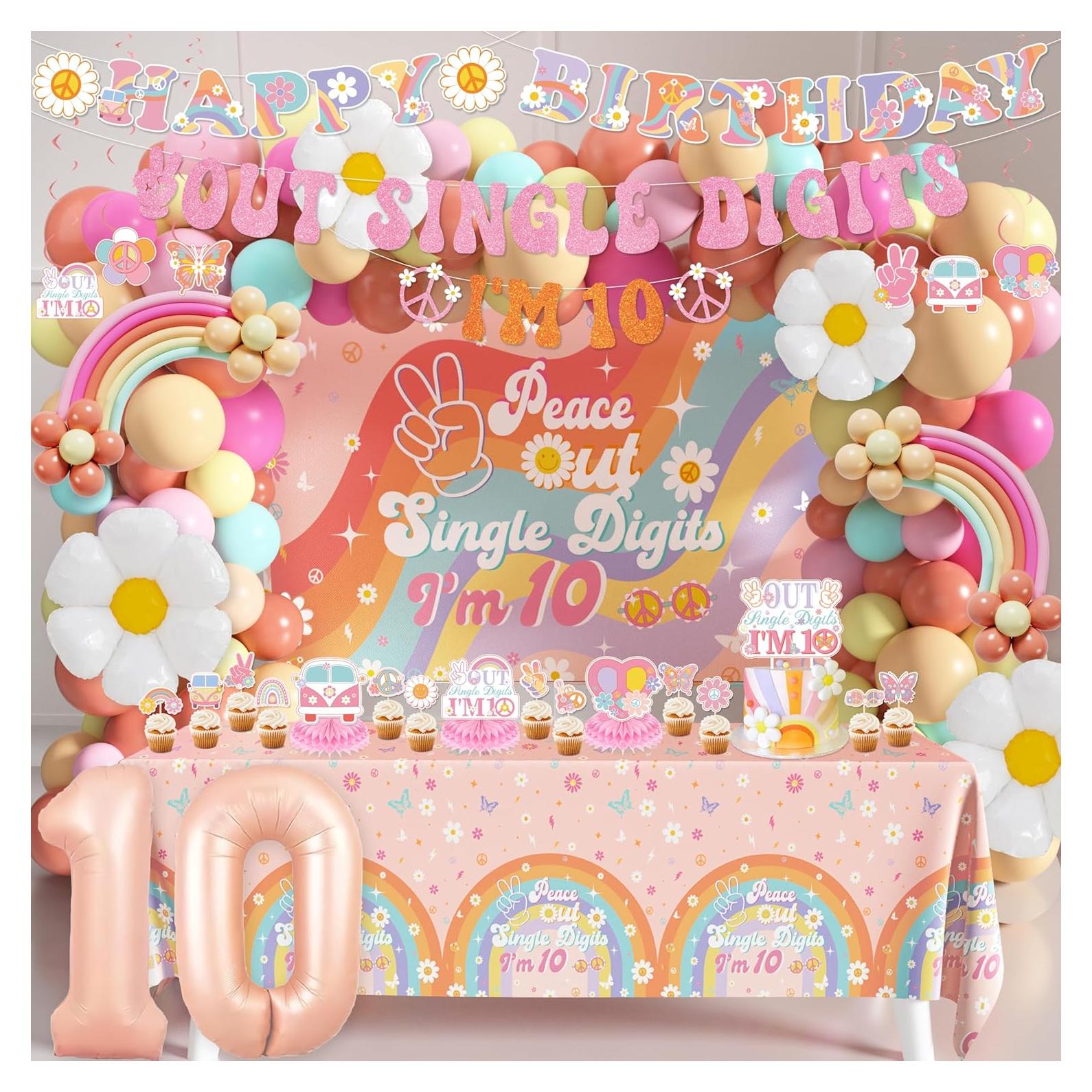 Decoraciones de Cumpleaños Boho 10 Años Niña - WHYMEO