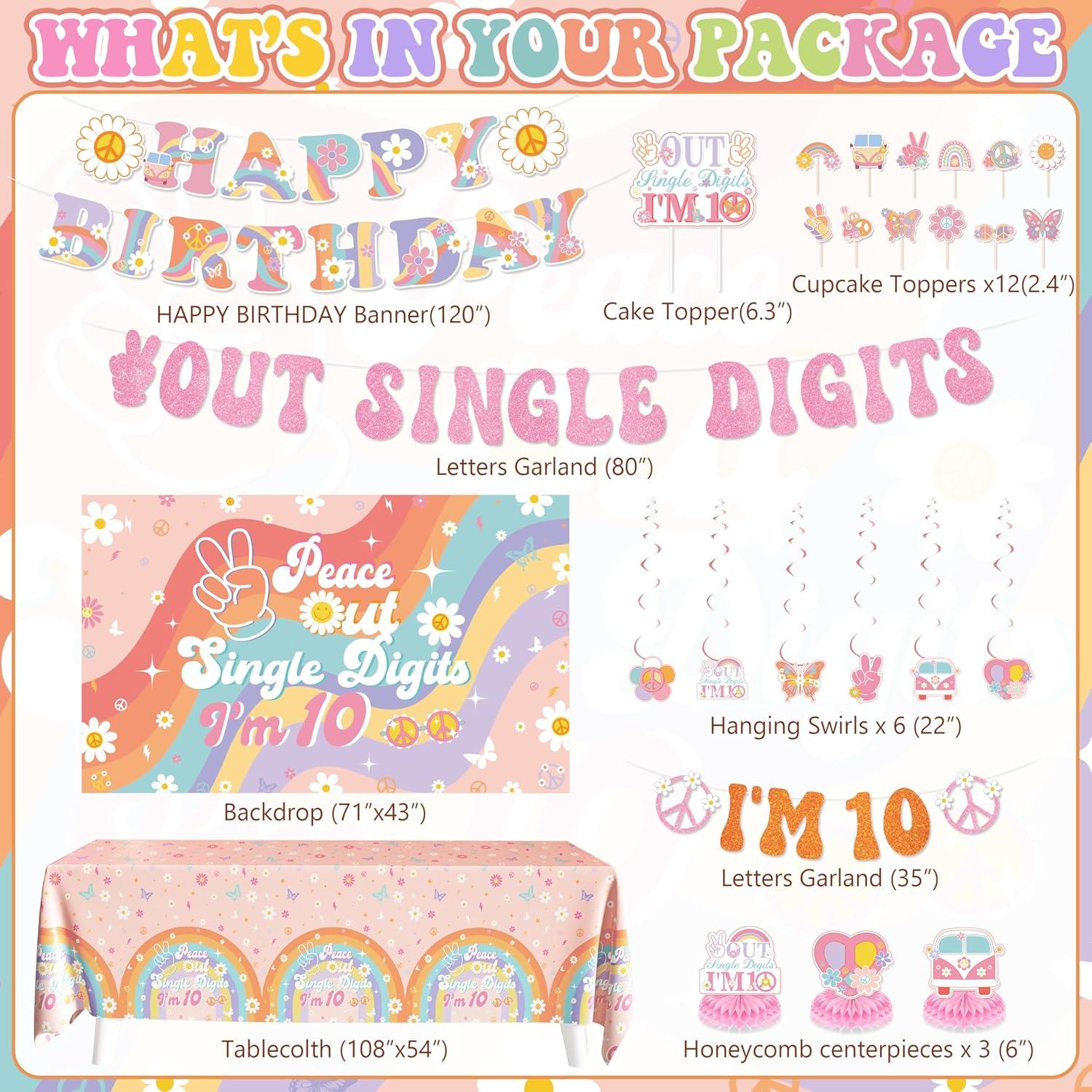 Decoraciones de Cumpleaños Boho 10 Años Niña - WHYMEO