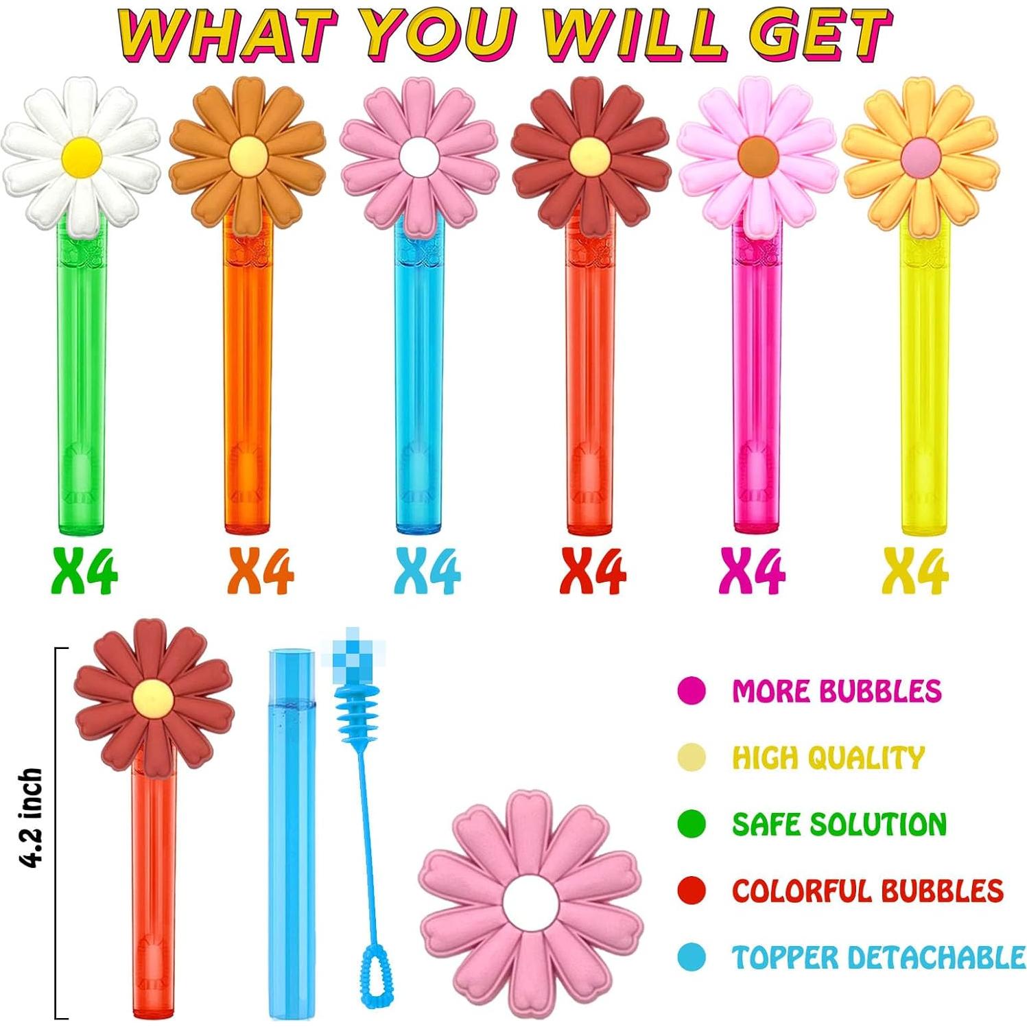 Varitas de Burbuja Retro Margarita 24 Pcs - Suministros Fiesta