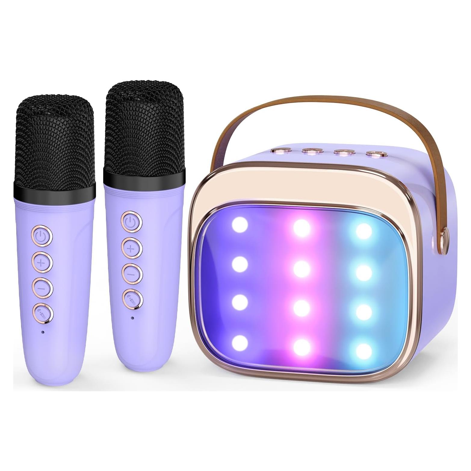 Máquina de Karaoke Mini FLUESTON Bluetooth 2 Micrófonos 2200mAh