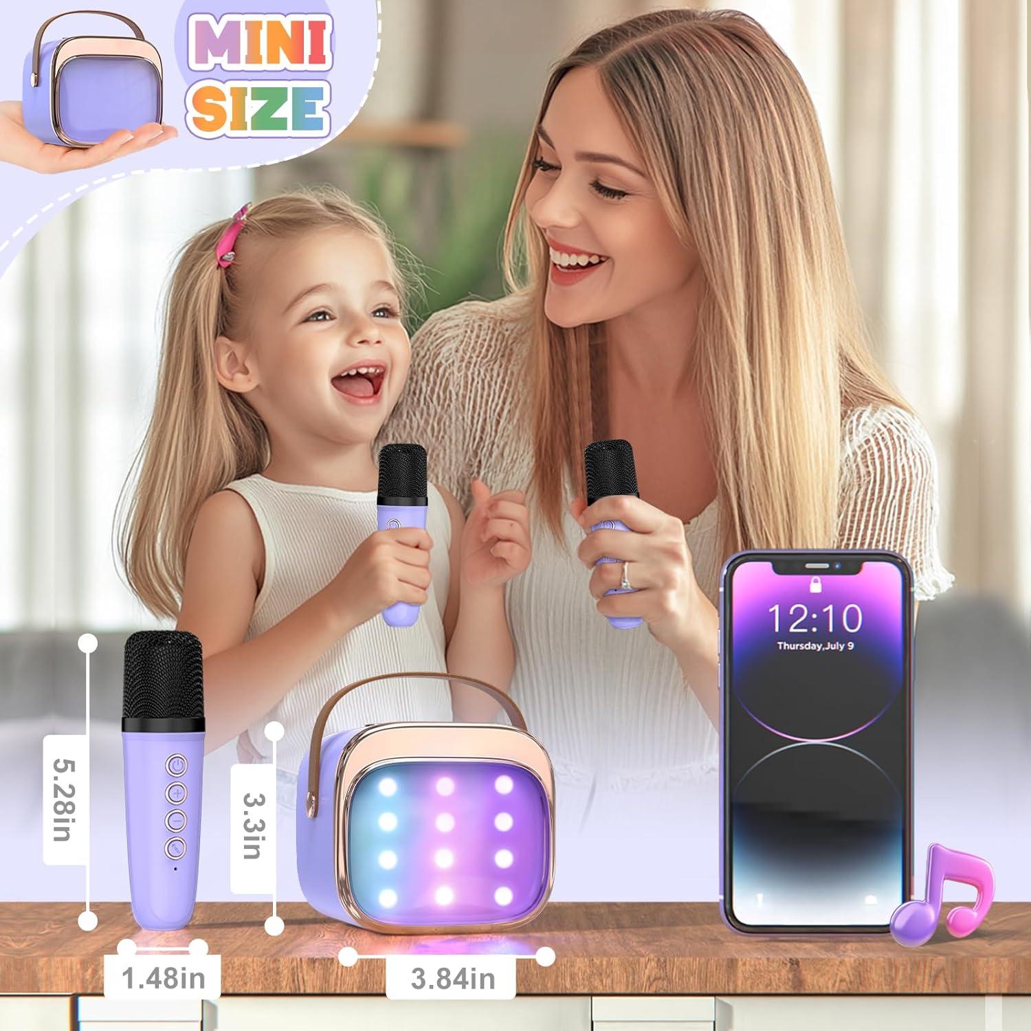 Máquina de Karaoke Mini FLUESTON Bluetooth 2 Micrófonos 2200mAh