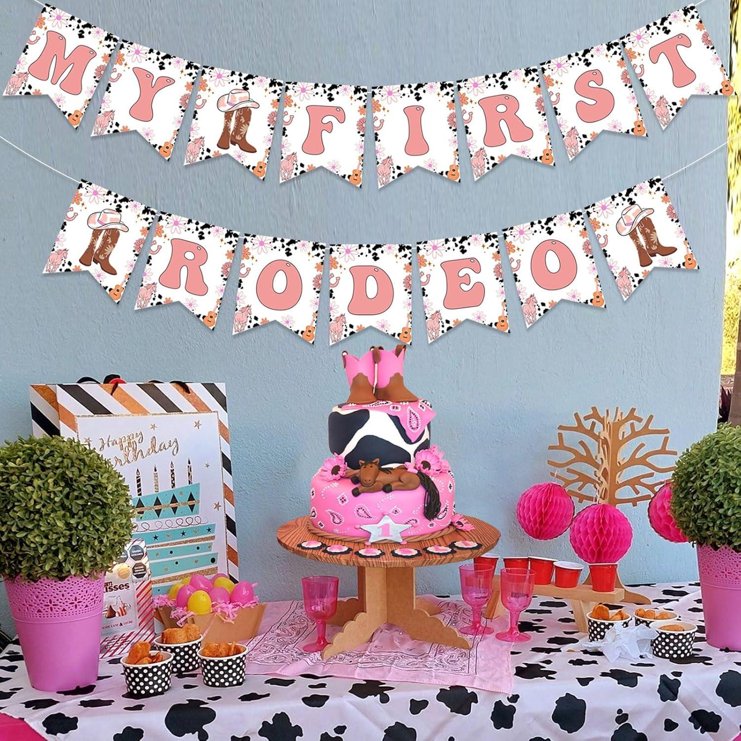 Banner de Cumpleaños Vaquero Fangleland Mi Primer Rodeo 1 Año
