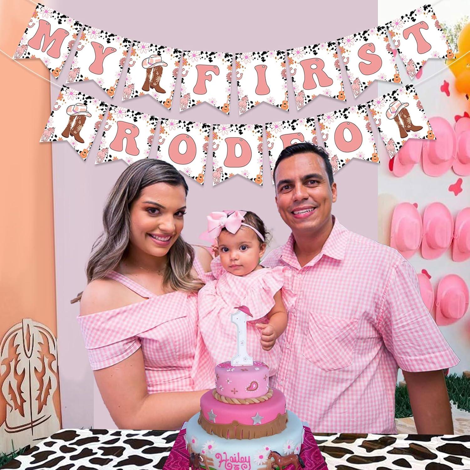 Banner de Cumpleaños Vaquero Fangleland Mi Primer Rodeo 1 Año