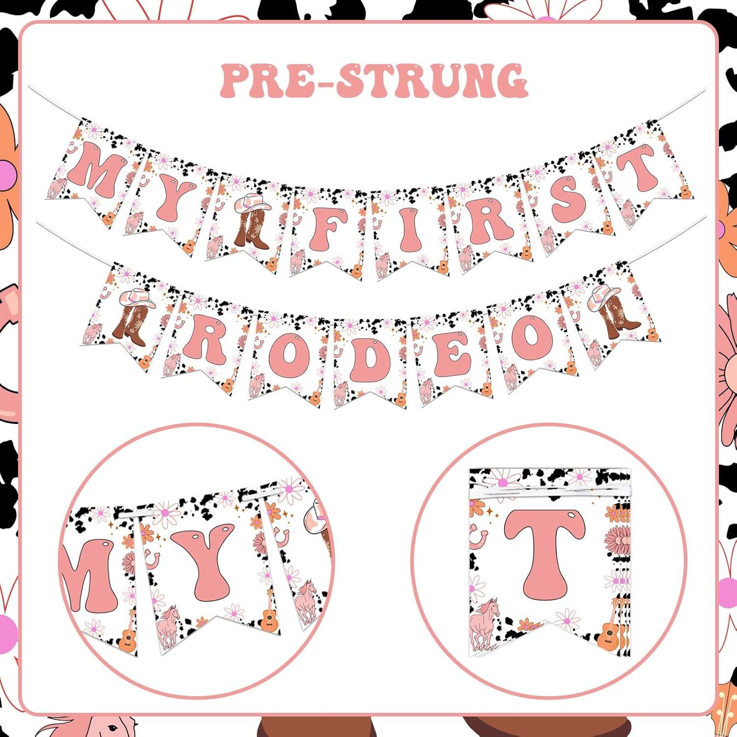 Banner de Cumpleaños Vaquero Fangleland Mi Primer Rodeo 1 Año