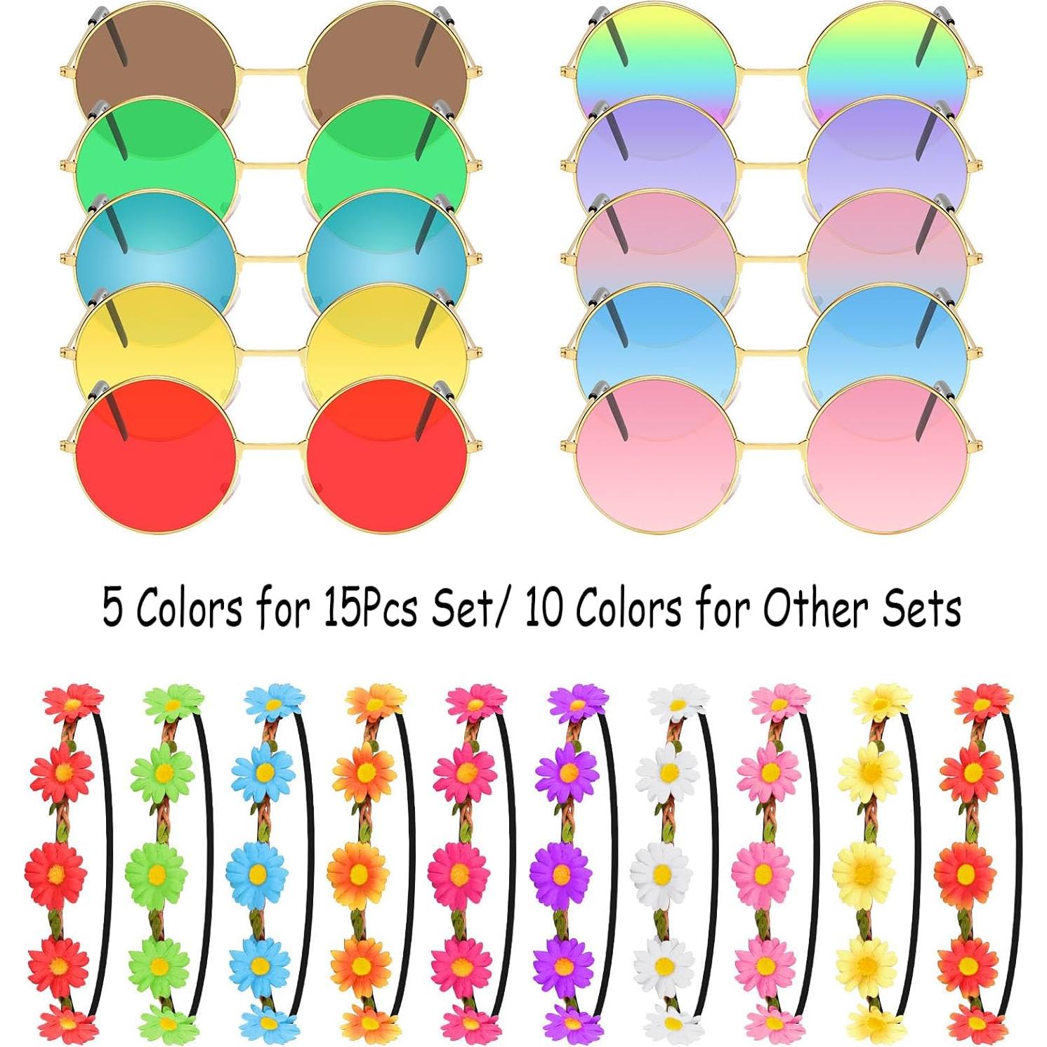 Conjunto de Accesorios de Disfraz Hippie 30 Piezas Morcheiong