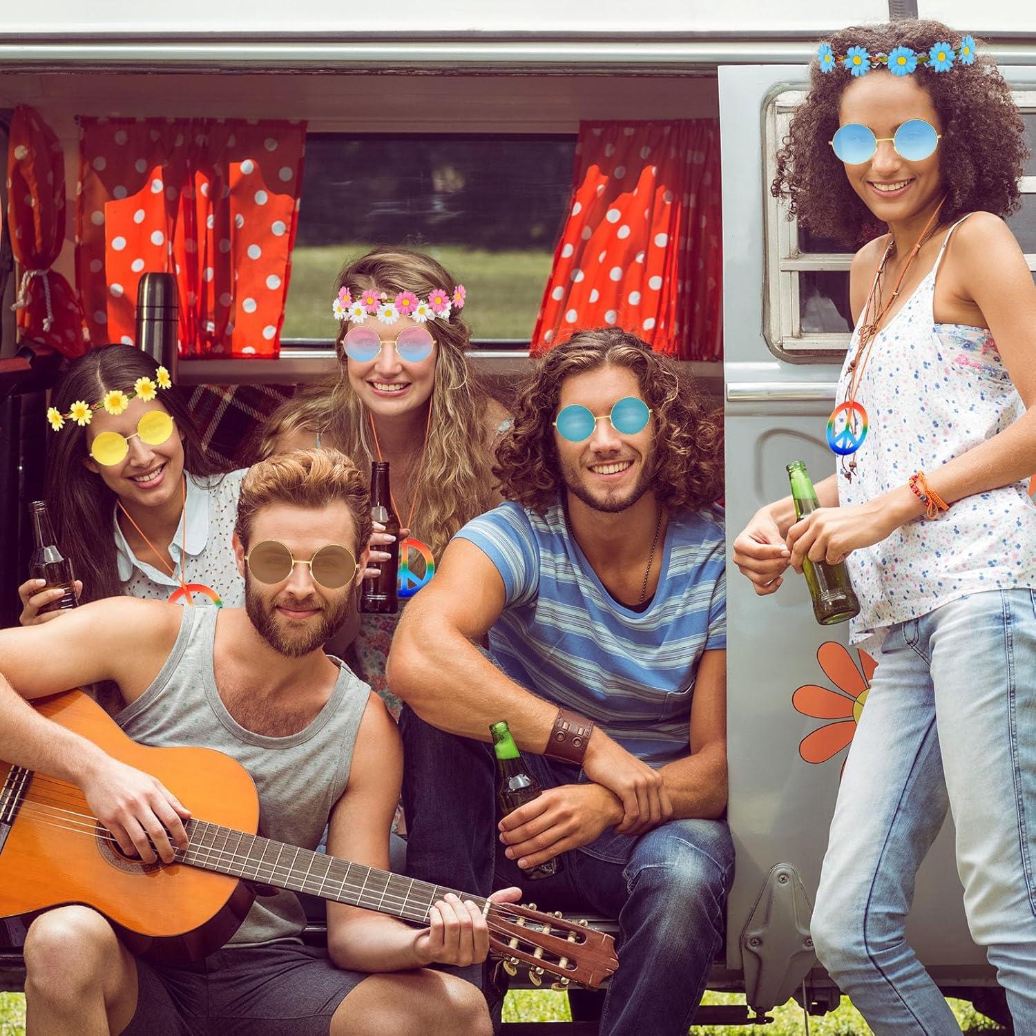 Conjunto de Accesorios de Disfraz Hippie 30 Piezas Morcheiong