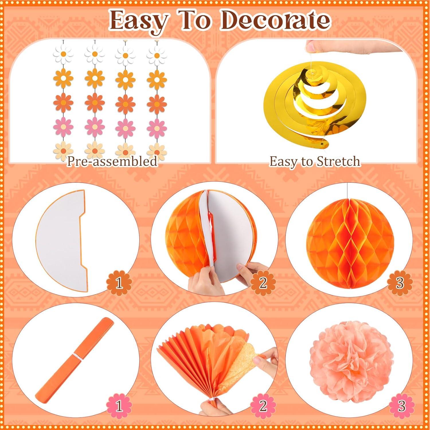 Decoraciones de Fiesta Bohemias Groovy Pasimy 106 Pcs