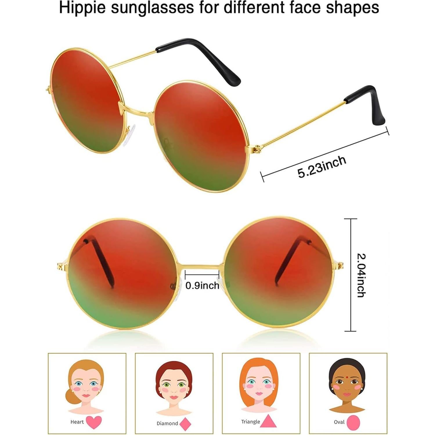 Conjunto de Disfraz Hippie MTLEE 36 Piezas con Diademas y Gafas