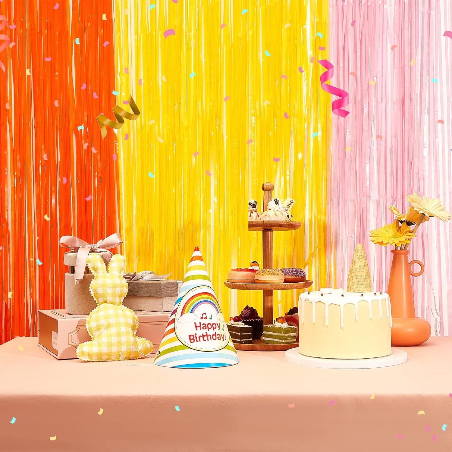 Paquete de 3 Cortinas de Flecos Juexica para Fiesta Boho 0.97x2.01m