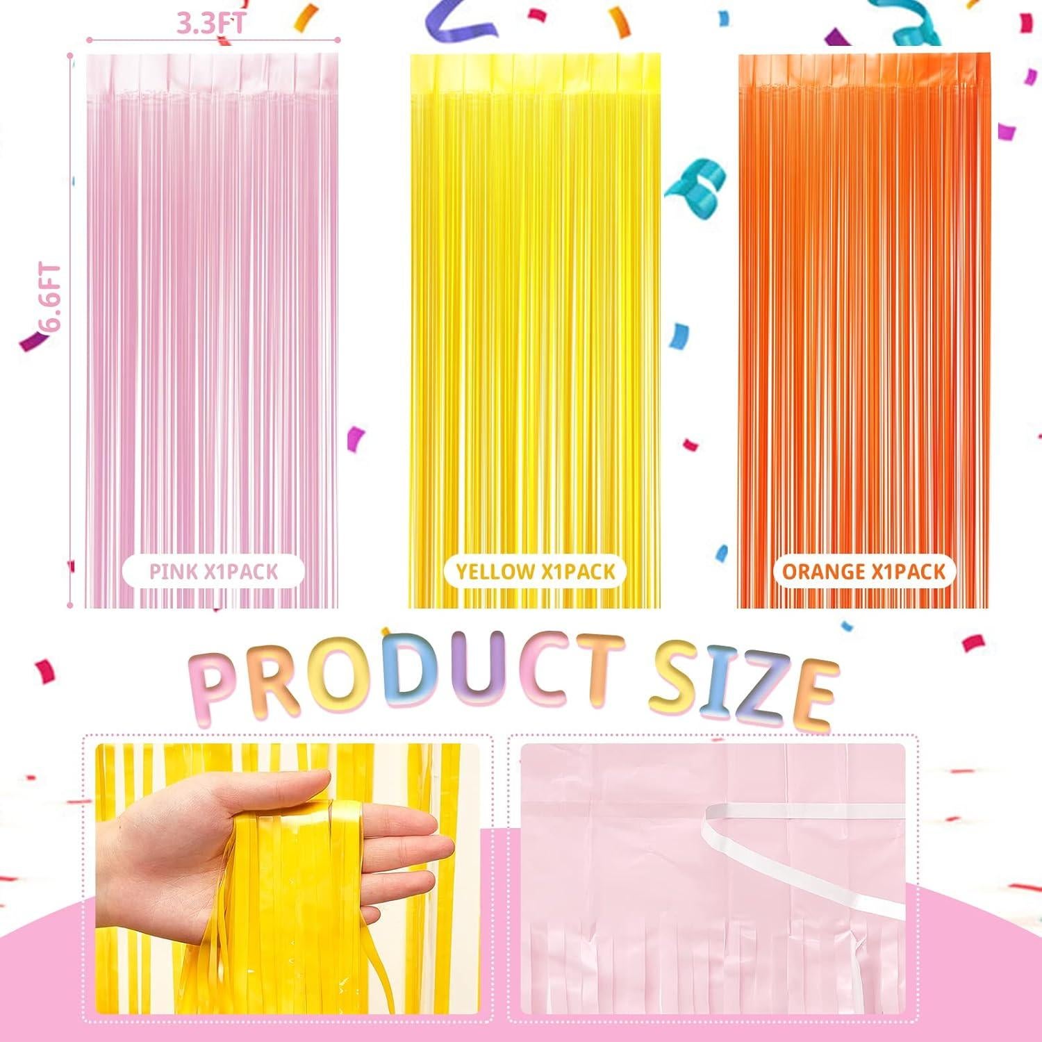 Paquete de 3 Cortinas de Flecos Juexica para Fiesta Boho 0.97x2.01m