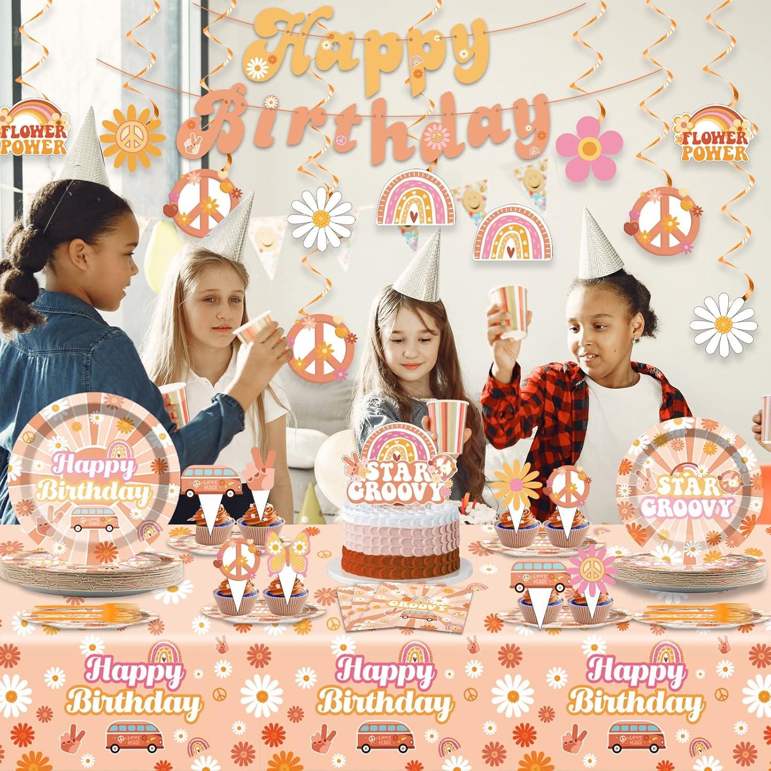 Juego de Vajilla Desechable ZOIIWA 149 Pcs Fiesta Cumpleaños Groovy