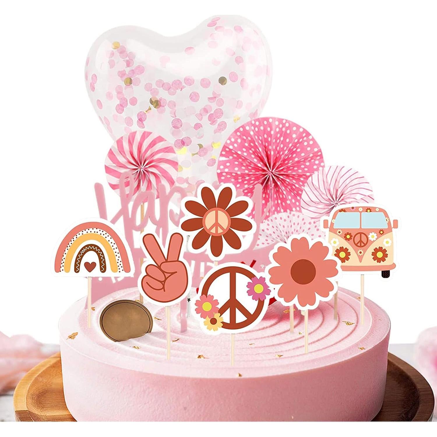 24 Decoraciones para Cupcakes Boho Hippie Mivofun - Fiesta 60s