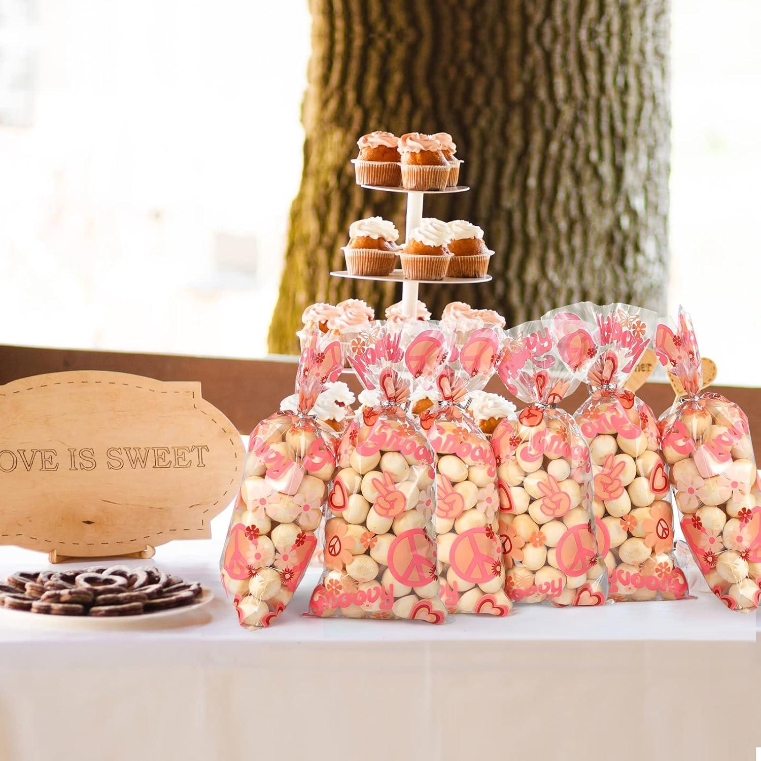 Bolsas de Fiesta Retro Hippie Pajean 100 Pcs Celofán 27.4x12.7cm